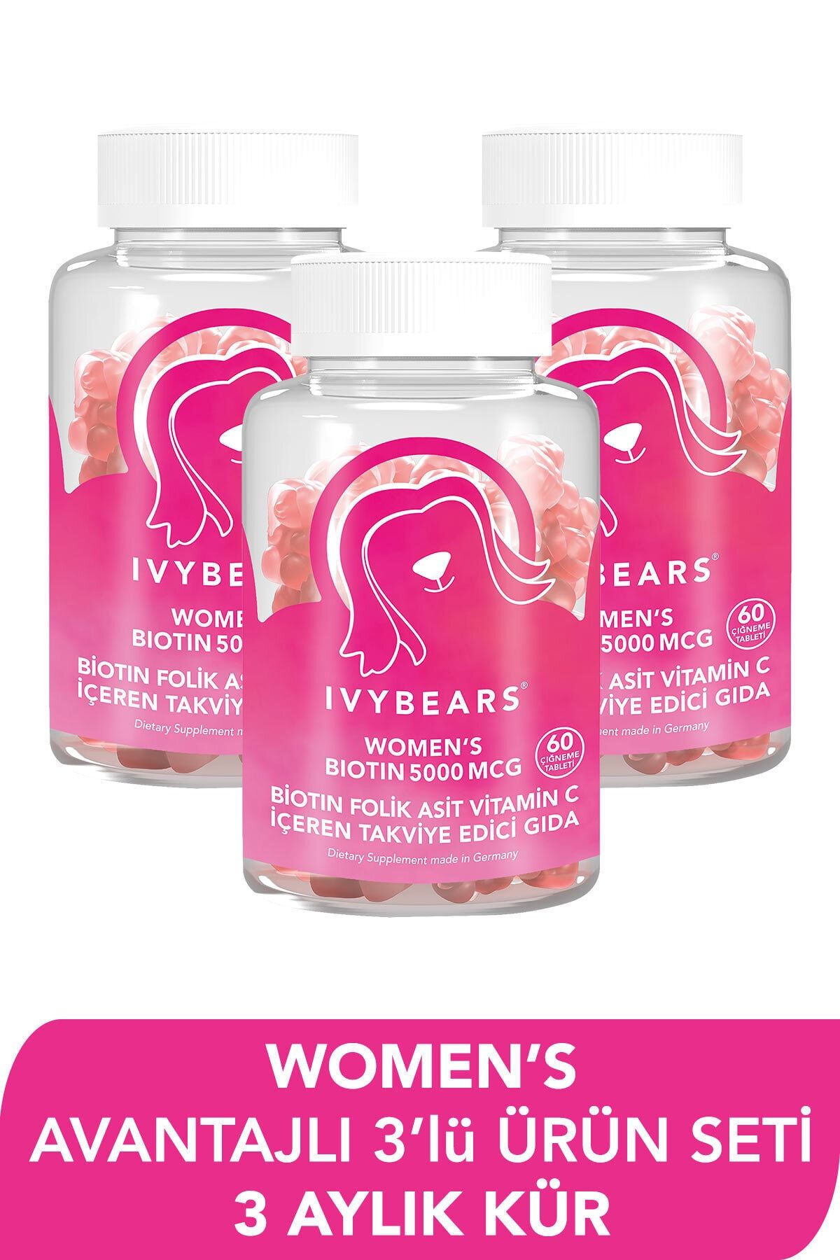 IvyBears Kadın Saç Vitamini Biotin 5000 Mcg 180 Tablet