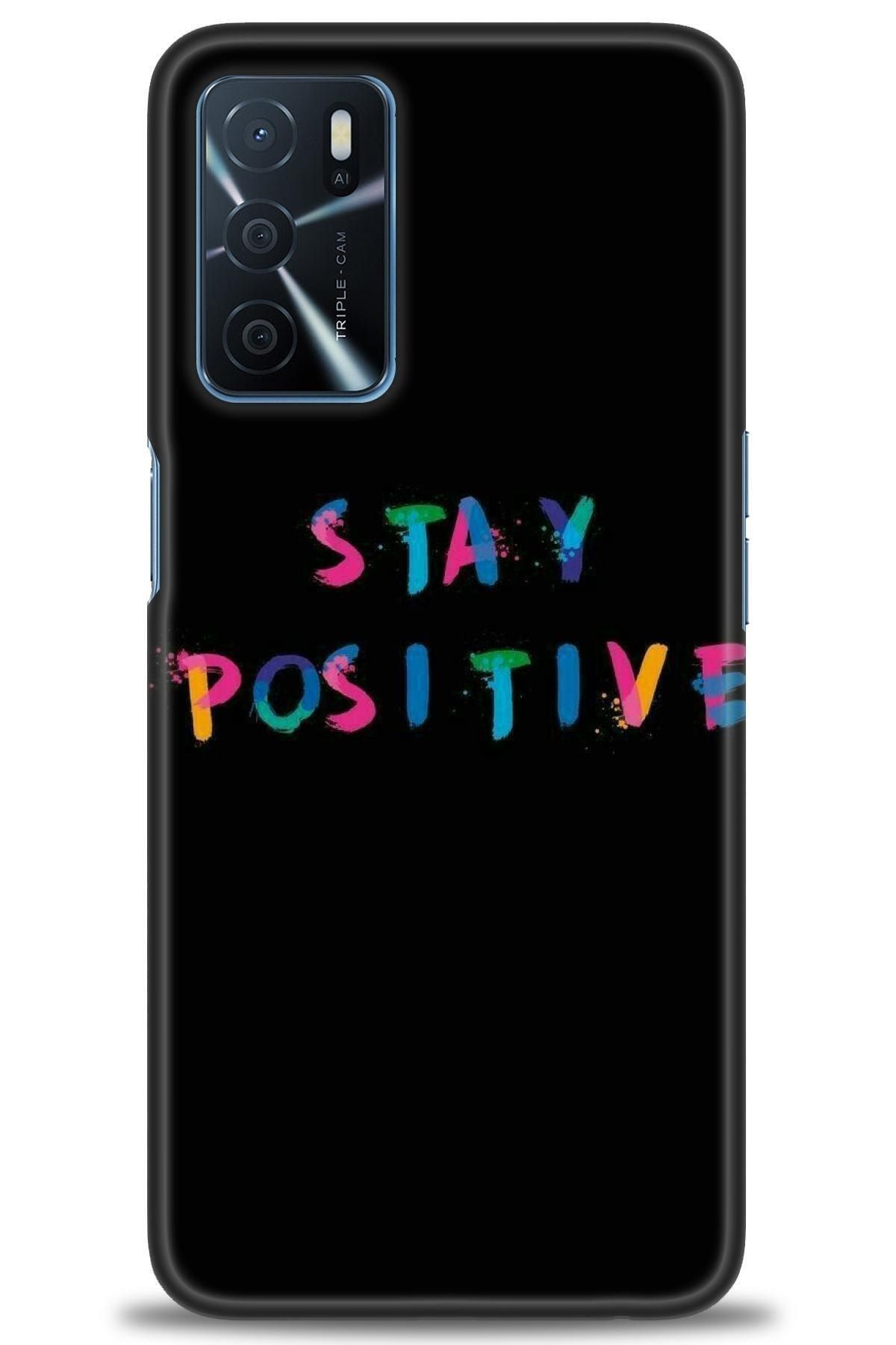 Oppo A16 Kılıf HD Baskılı Kılıf - Stay Positive + Tam Ekran Koruyucu