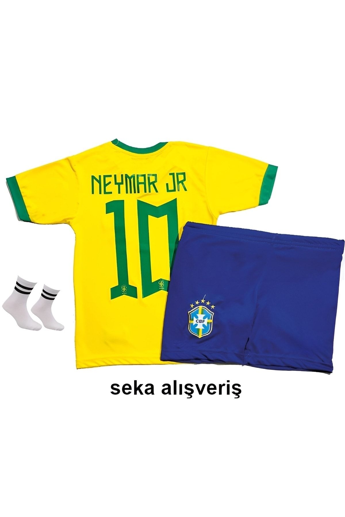 Seka Alışveriş Neymar Jr Sarı Brezilya Dünya Kupası Çoçuk Forma Seti(FORM,ŞORT VE ÇORAP)