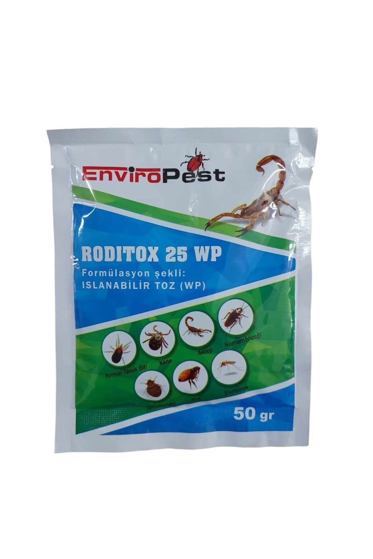 enviropest Rodıtox 25WP Genel Haşere İlacı (kırmızı tavuk biti, kene,akrep ,tahtakurusu, pire)