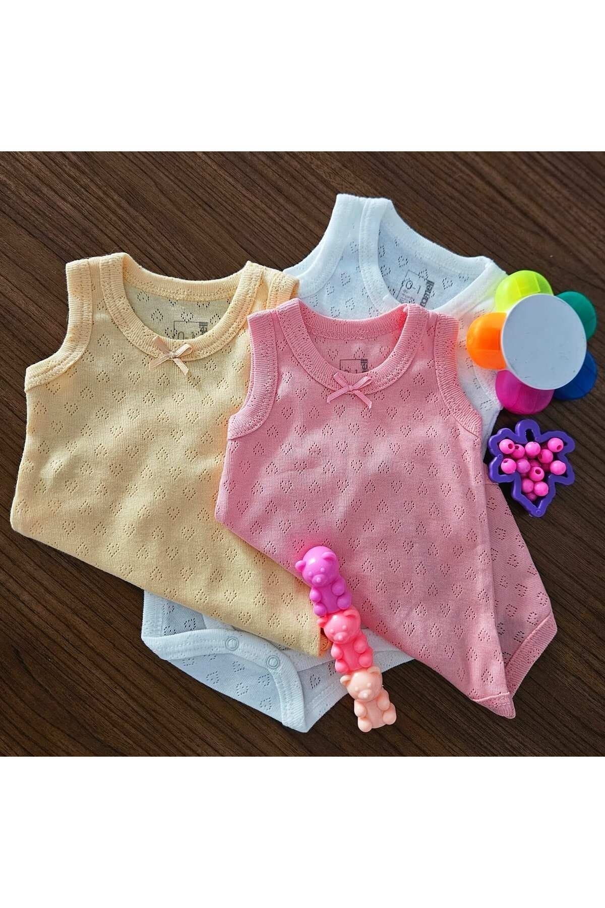 Caramell Kız Bebek Kalın Askılı 3’lü Pamuklu Body Set