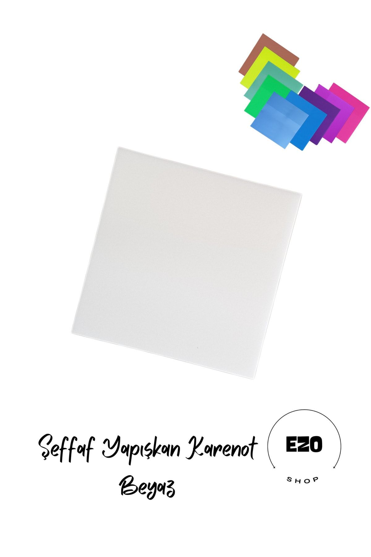 EZOSHOP Şeffaf Renkli Postit Yapışkan Post-İt Not Kağıdı Karenot Beyaz