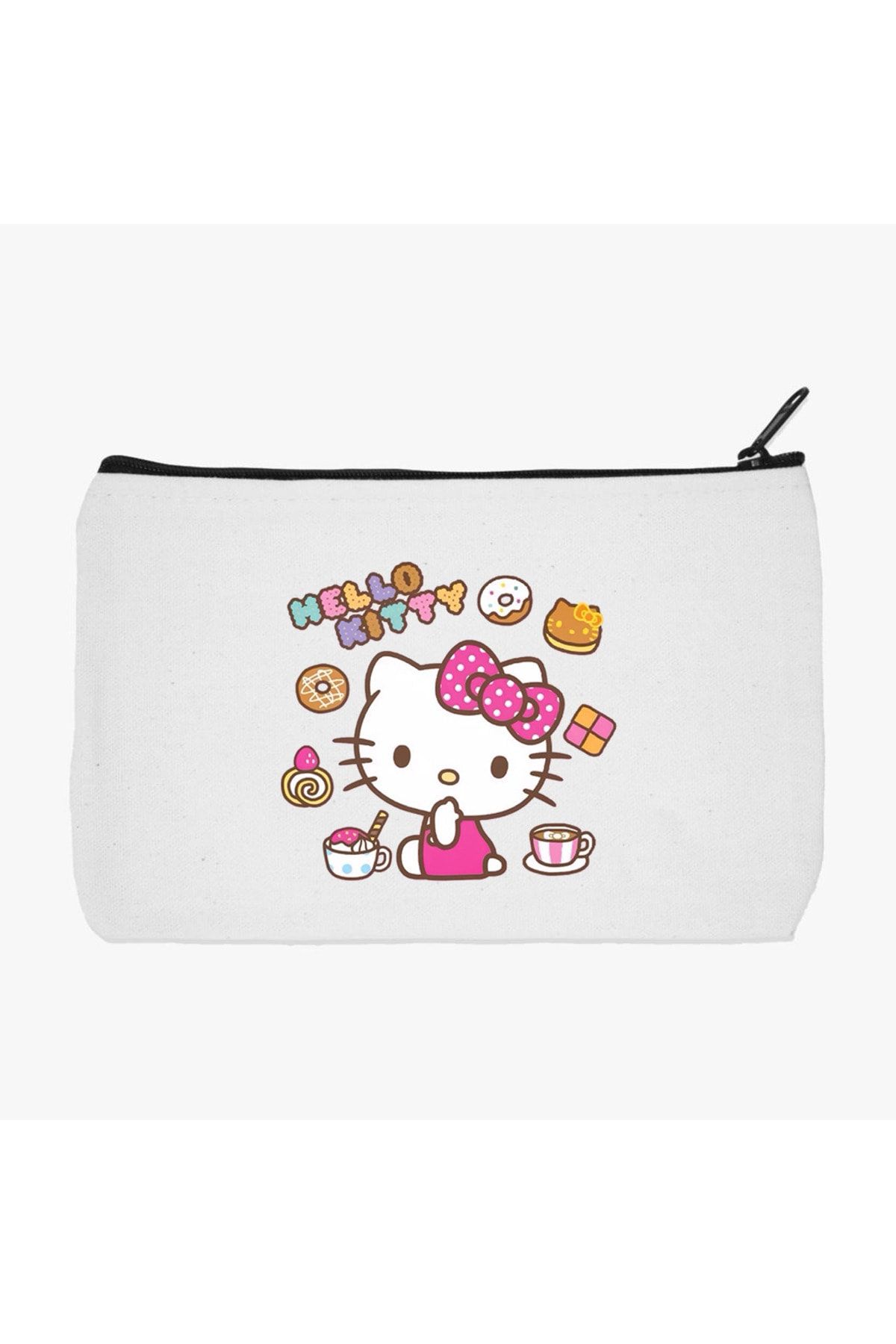GRAFİKSPAN Hello Kitty 2 Makyaj Çantası, Kalemlik, El Çantası, Baskılı Bez Çanta