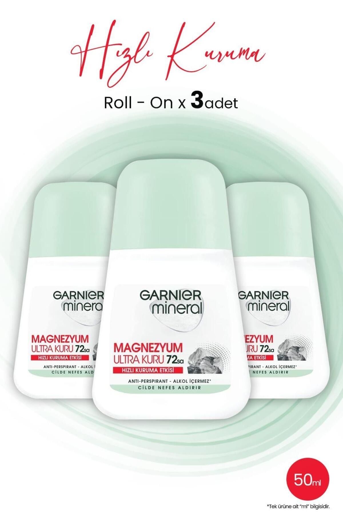 Garnier Mineral Magnezyum Ultra Kuru Roll-On 72 Saat x 3 Adet