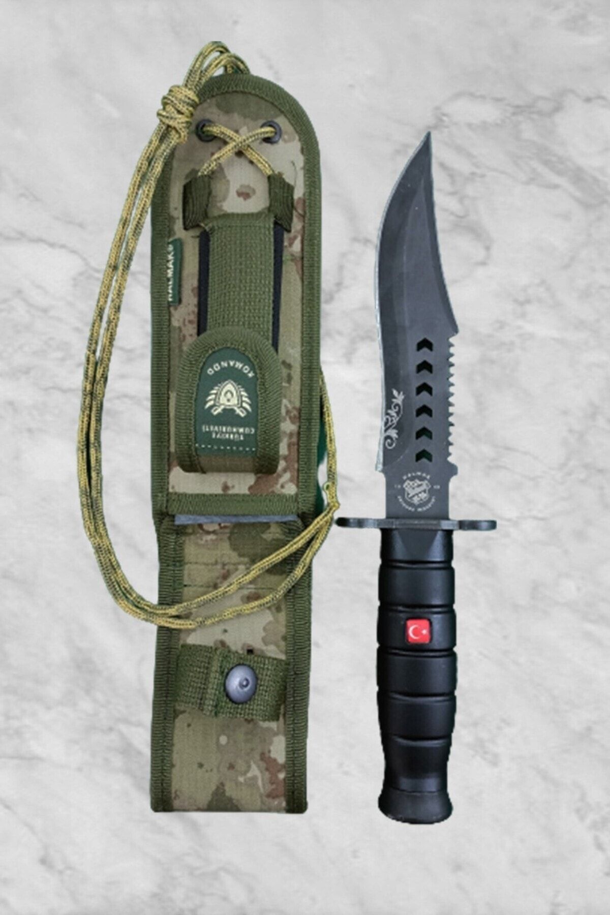Halmak Outdoor Bıçak Mutfak Bıçak Komando Rambo Kamp Av Bıçak Çakı Kılıflı (30 Cm)