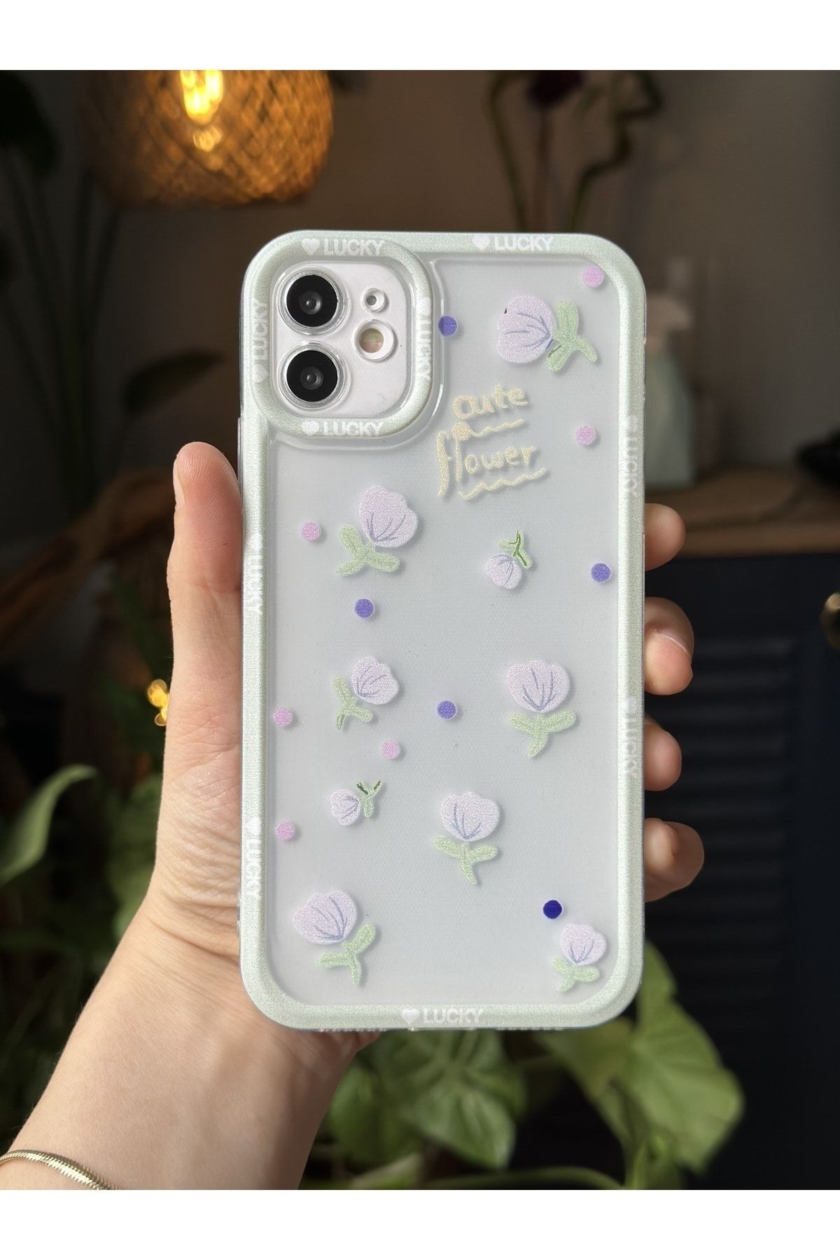 Go Aksesuar IPhone 11 Uyumlu (KÖŞELİ - 12 GÖRÜNÜMLÜ )Şeffaf Baskı Desenli Silikon Kılıf