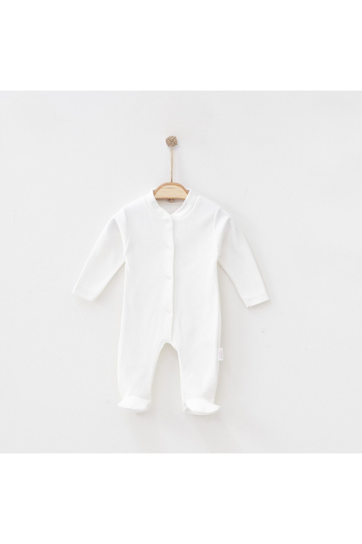 Bebekcim Bir Anne Gülümsemesi Unisex Yumuşak Dokulu Bebek Kıyafeti Çizgili Erkek - Kız Bebek Beyaz Tulum 0-6 Ay