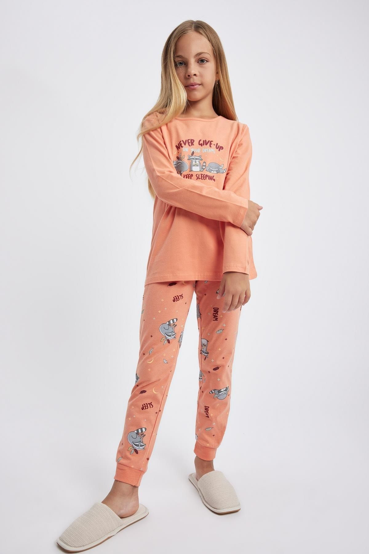 Defacto Kız Çocuk Baskılı Uzun Kollu Pijama Takımı