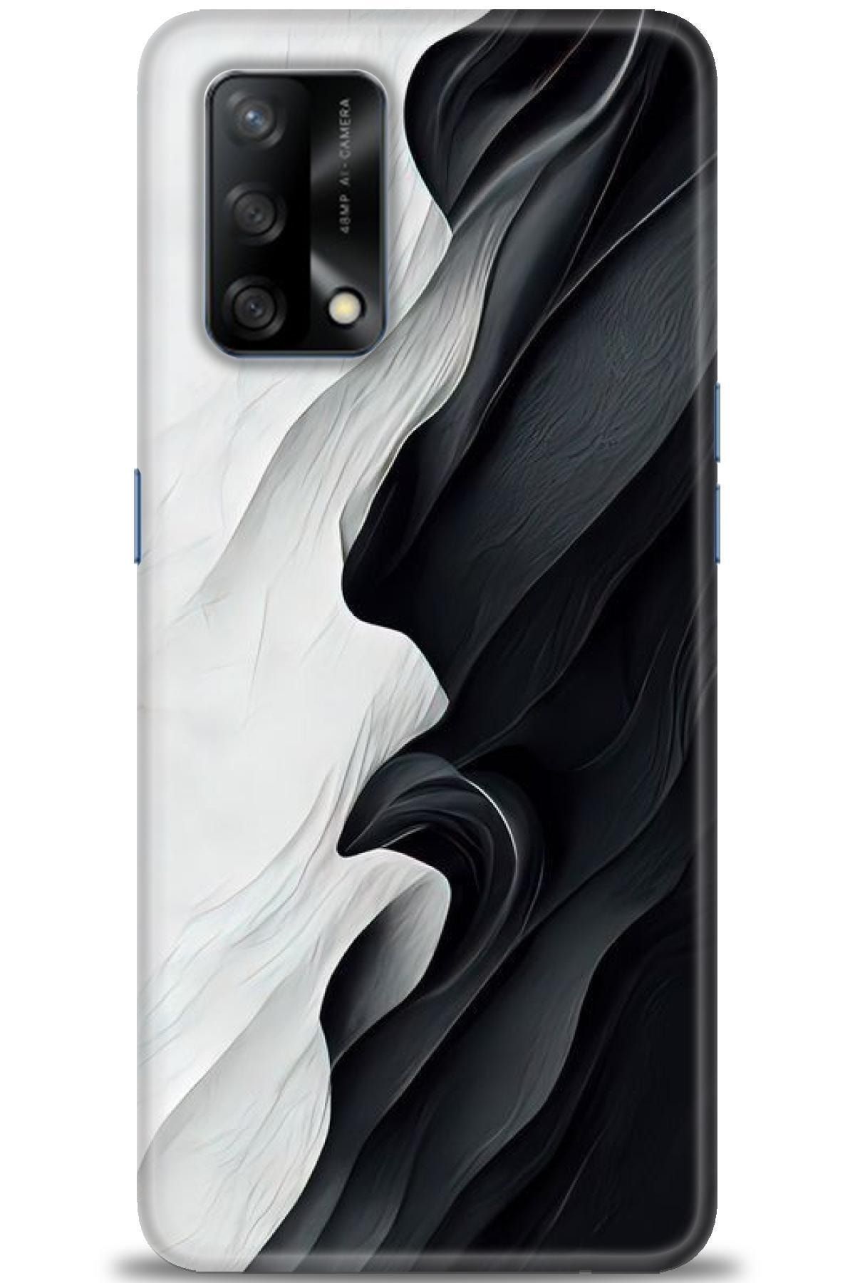 Oppo A74 Kılıf HD Baskılı Kılıf - Black and White + Tam Ekran Koruyucu