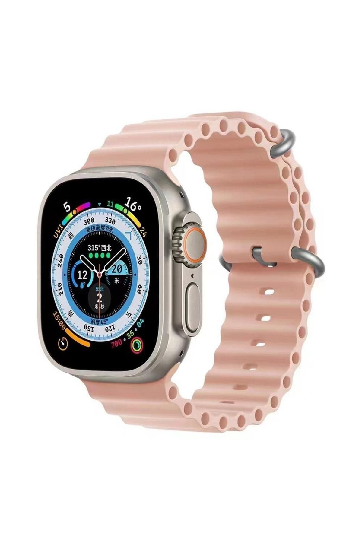 Deppo Trend Apple Watch 42mm/44mm/45mm/49mm Uyumlu 2/3/4/5/6/7/8/Se/Ultra Metal Toka Soft Liquid Dokulu Kordon