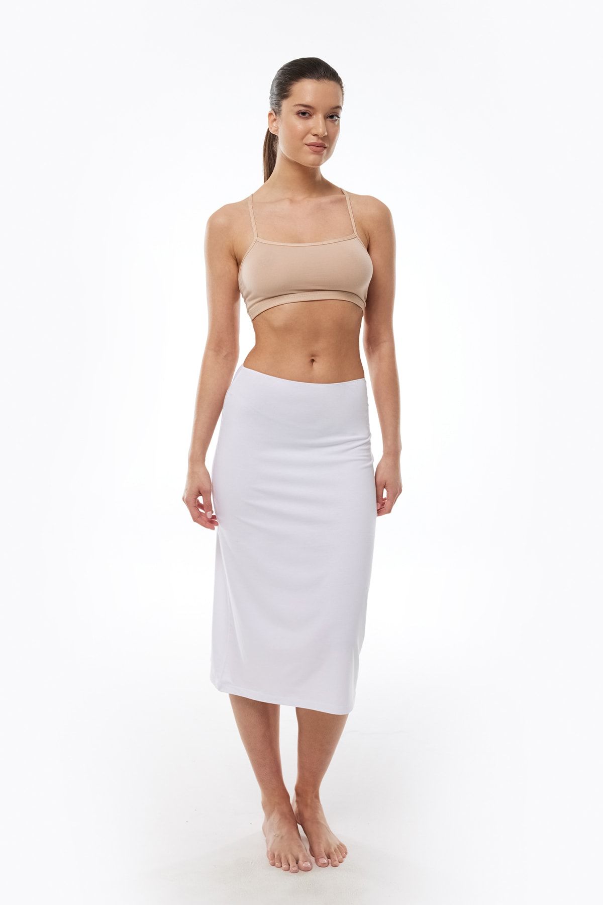 Malabadi Kadın Beyaz Rengi Tam Boy Uzun Etek Astarı Modal Jüpon 1061