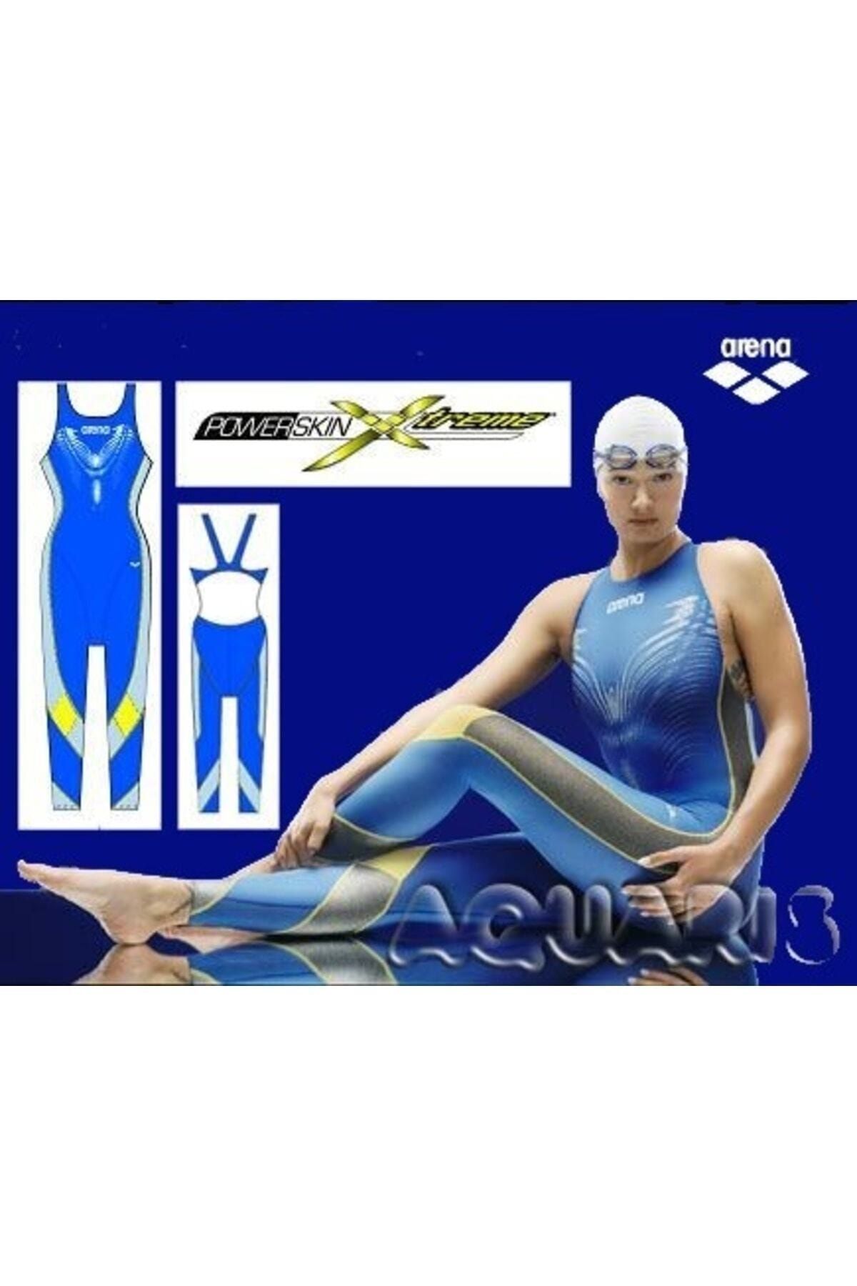 Arena Power skın Extreme Fullsuıt Uzun Kadın profesyonel Yüzücü Yarış Mayosu (DAR KALIP)