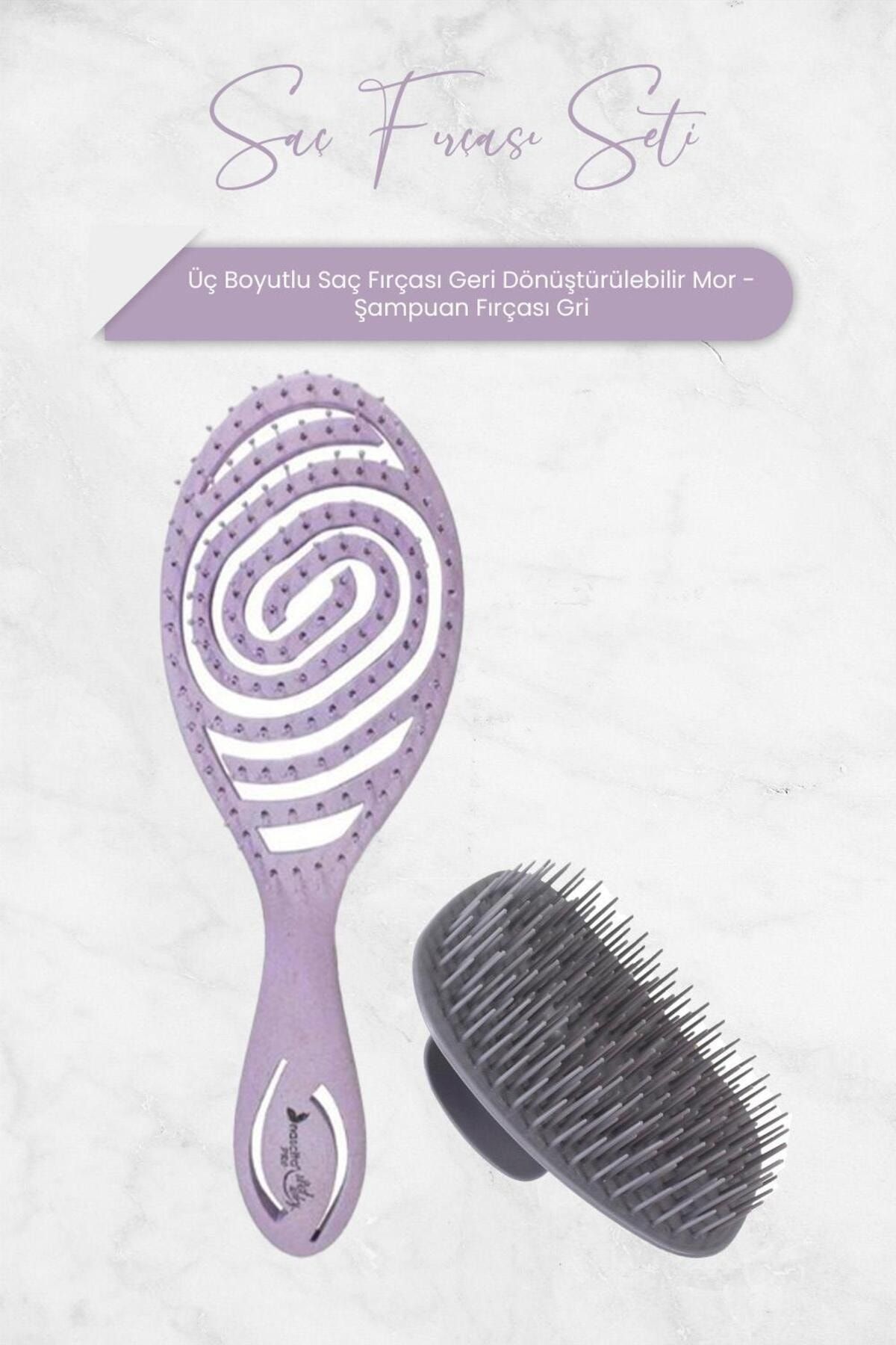 Nascita Üç Boyutlu Saç Fırçası Geri Dönüştürülebilir Mor ve Şampuan Fırçası Gri