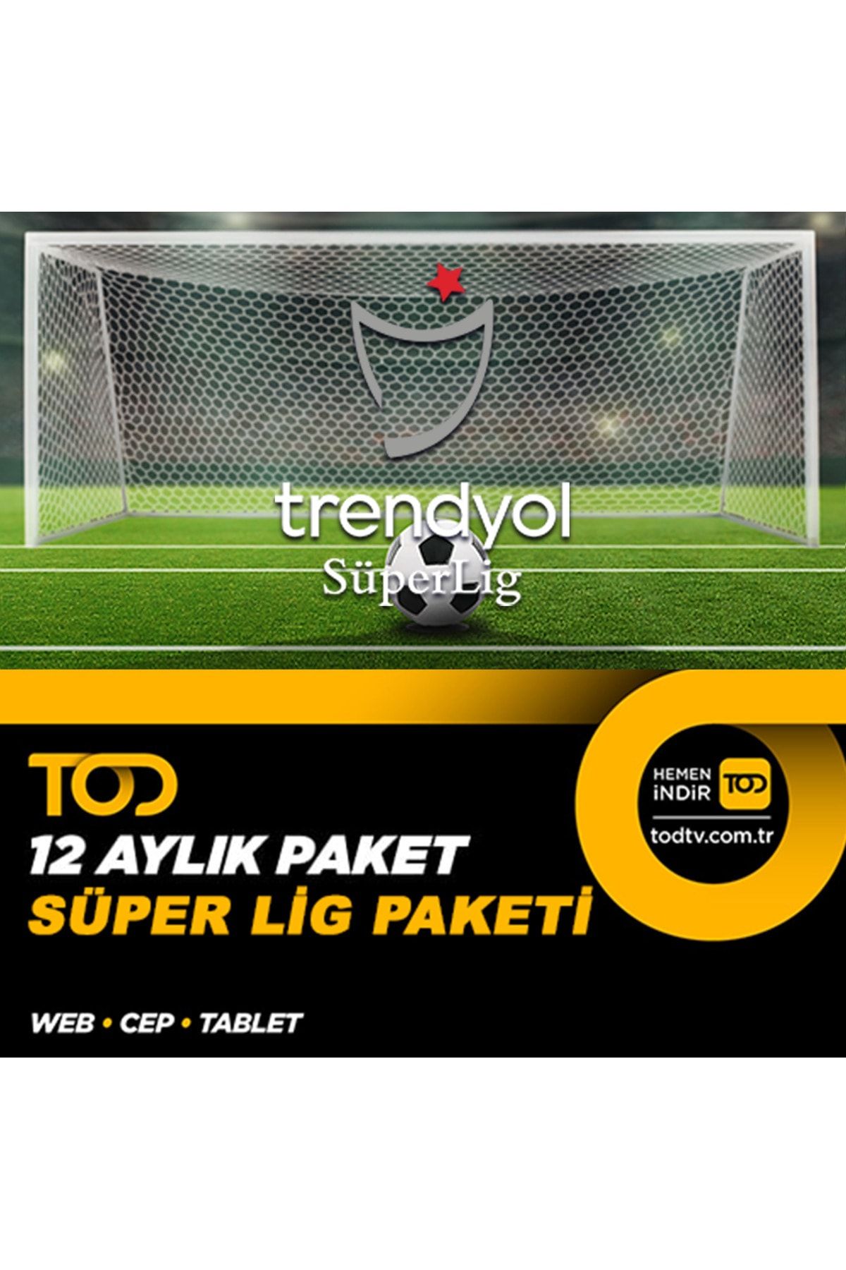 TOD TV 12 Aylık Süper Lig Paketi - (Web + Cep + Tablet)
