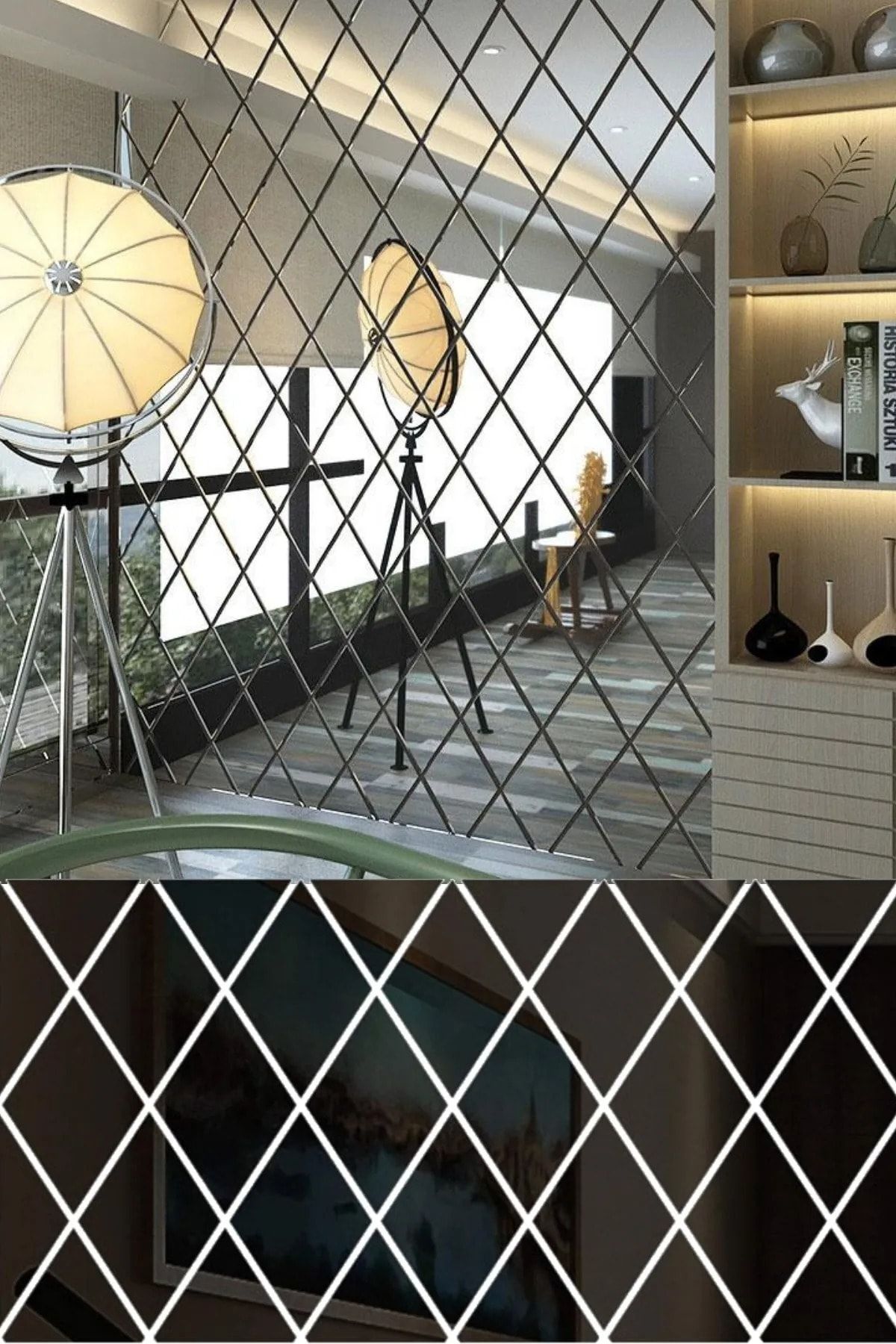 Mobee Tavana Duvara Yapışabilen Yatak Odası Romantik Dekoratif Ayna Akrilik Villa Oda Salon Şık Tasarım