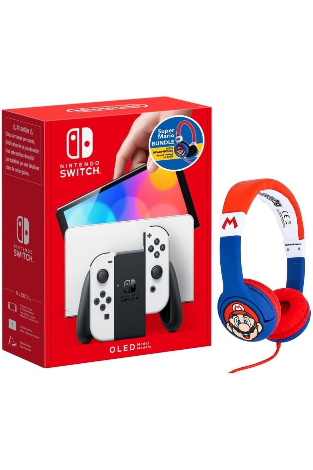 Nintendo Switch Konsol OLED Model White ve Super Mario Kulaklık Bundle Paket (distribütör Garantili)