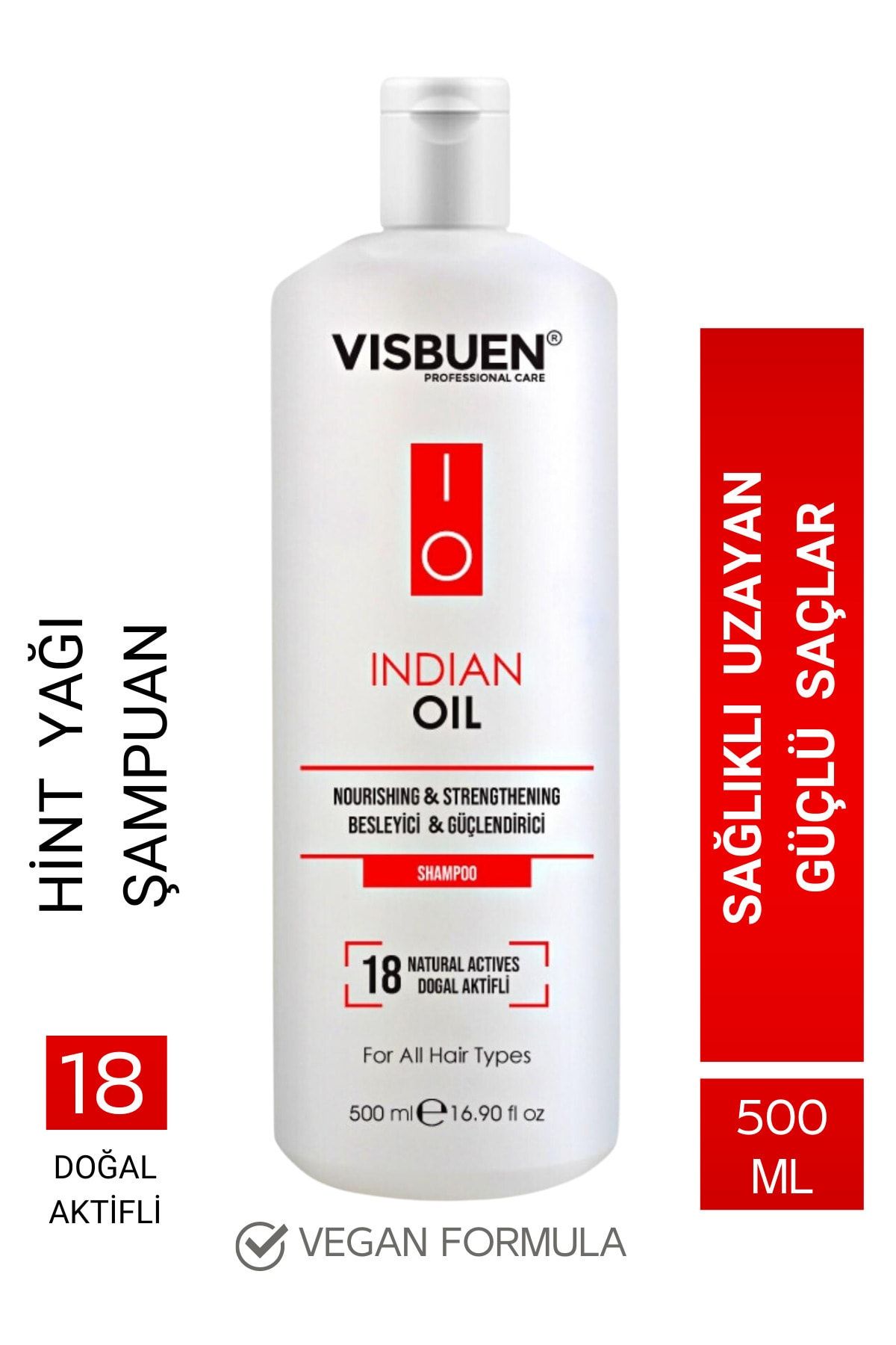 Visbuen Hint Yağı 18 Doğal Aktifli Hızlı Saç Uzatma Ve Besleyici Güçlendirici Etkili Şampuan