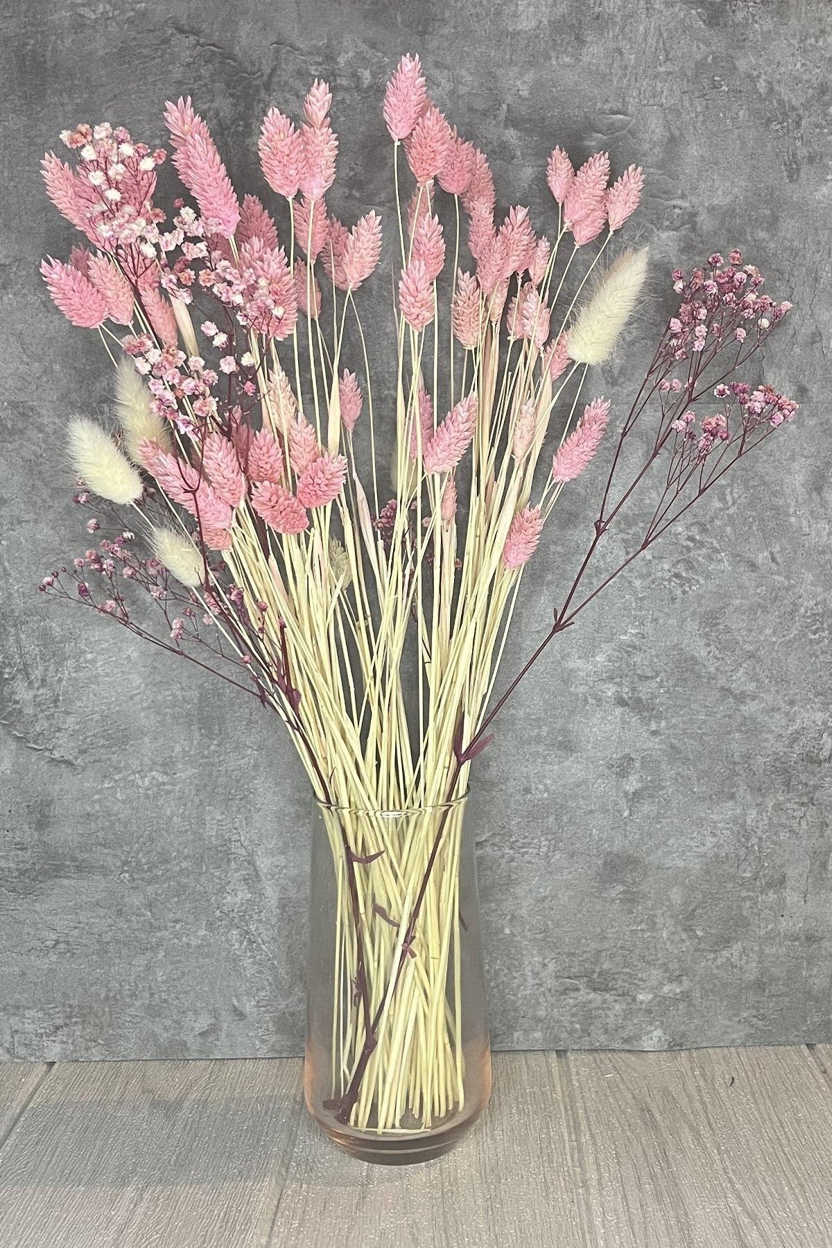 Goya Home Pink Lady - Pembe Cipso, Pamuk Otu, Kuş Otu Aranjmanı Şoklanmış Kuru Çiçek