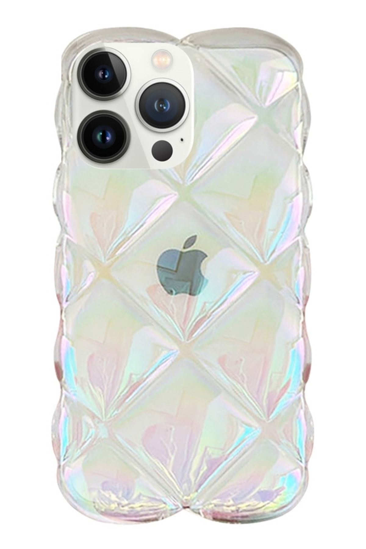 Eiroo iPhone 14 Pro 3D Glitter Elmas Şeffaf Silikon Kılıf