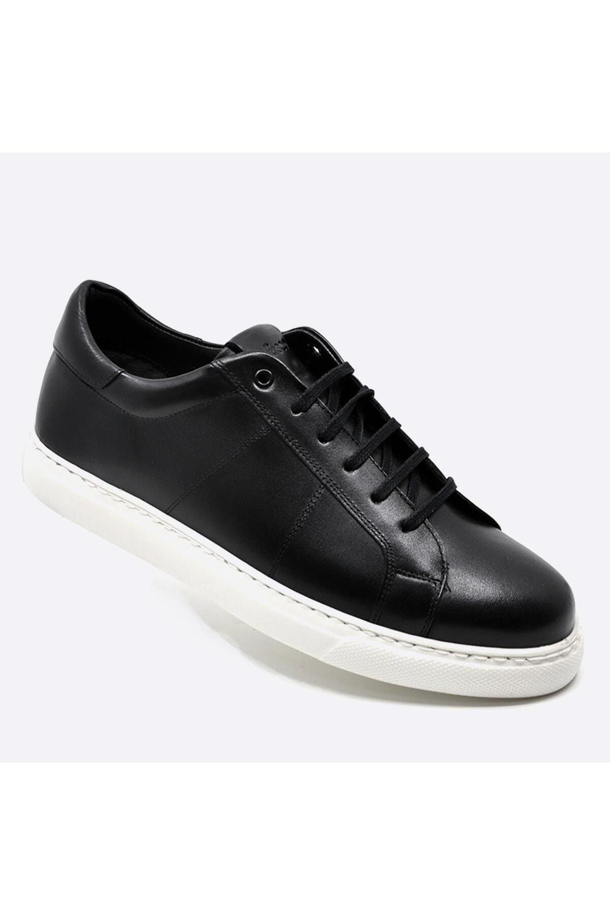 Fosco Hakiki Deri Spor Sneaker Erkek Ayakkabı Siyah 9809