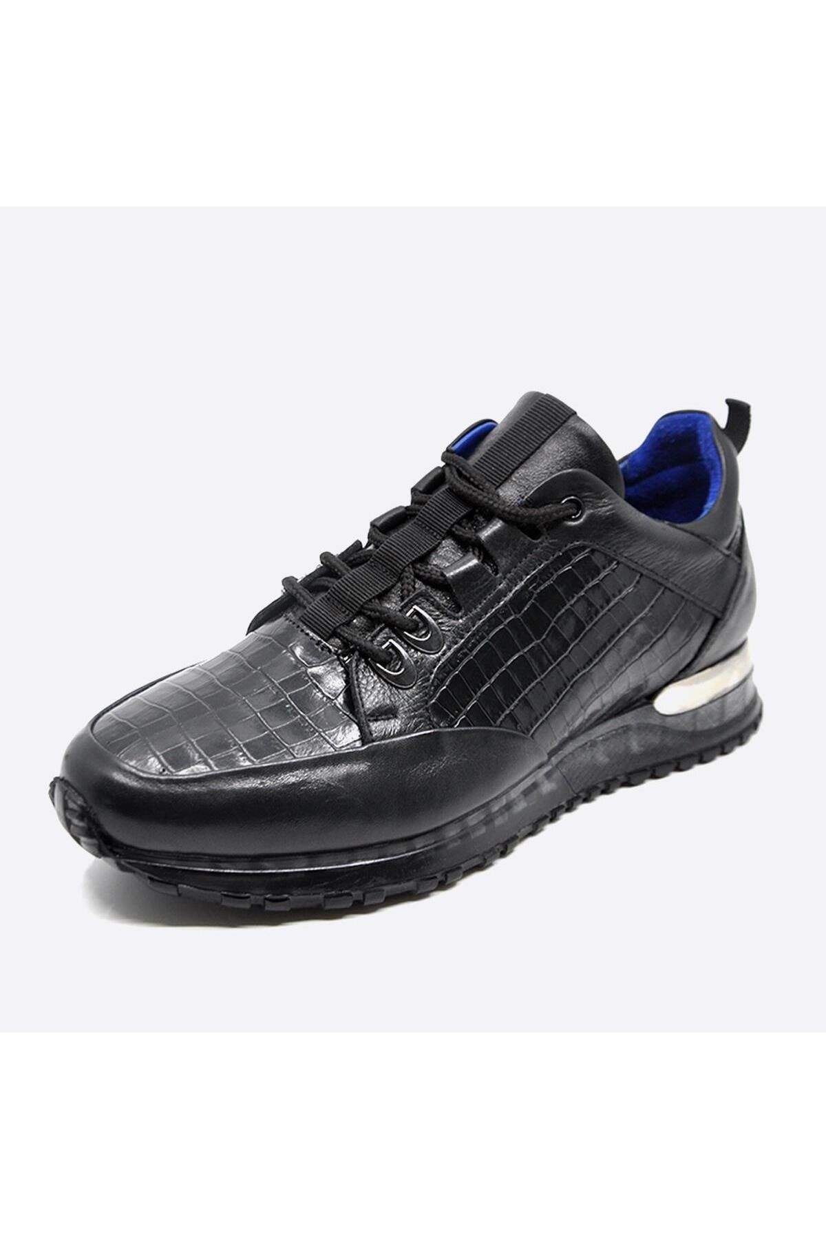 Fosco Sneakers Hakiki Deri Siyah Erkek Ayakkabı 9918