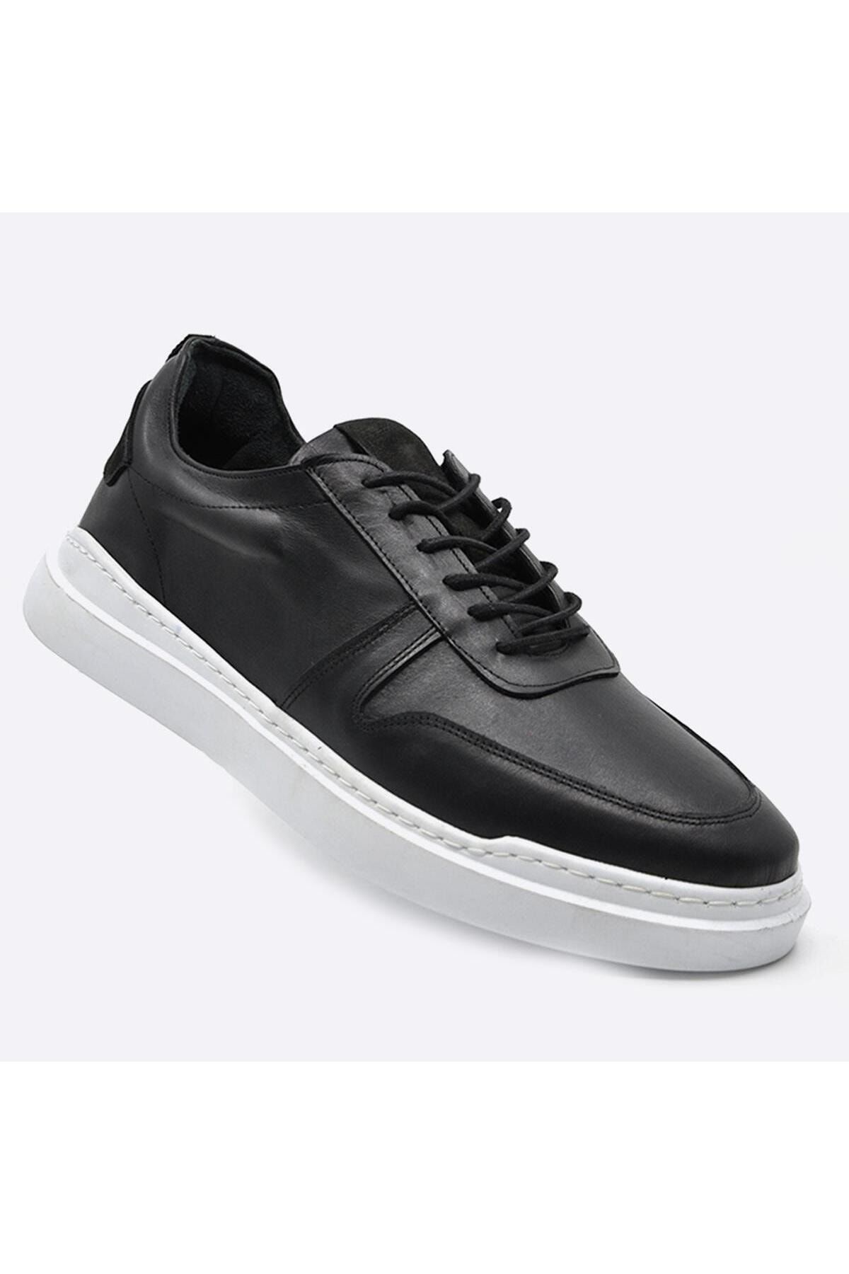 Fosco Hakiki Deri Sneakers Siyah Erkek Ayakkabı 9889