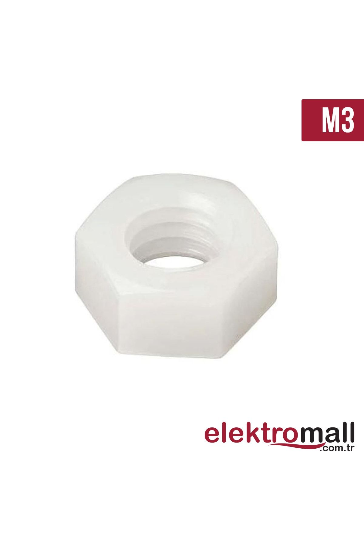 ELEKTROMALL M3 Altı Köşe Plastik Somun - 50 Adet