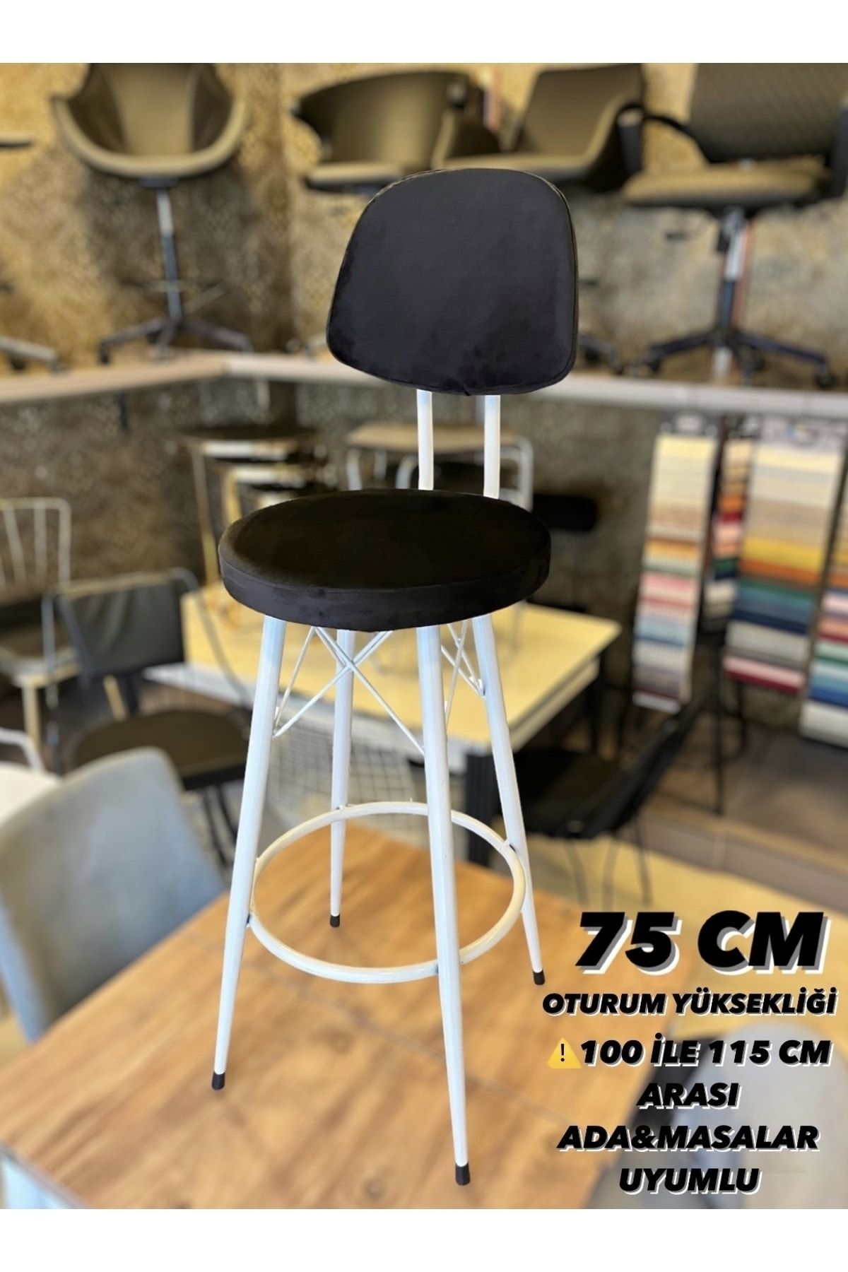 Sandalye Shop Yeni,Dolce Tasarım BabyFace Kumaş Bar Sandalyesi 75 Cm.100 ile 115 cm Arası Adalara uyumlu