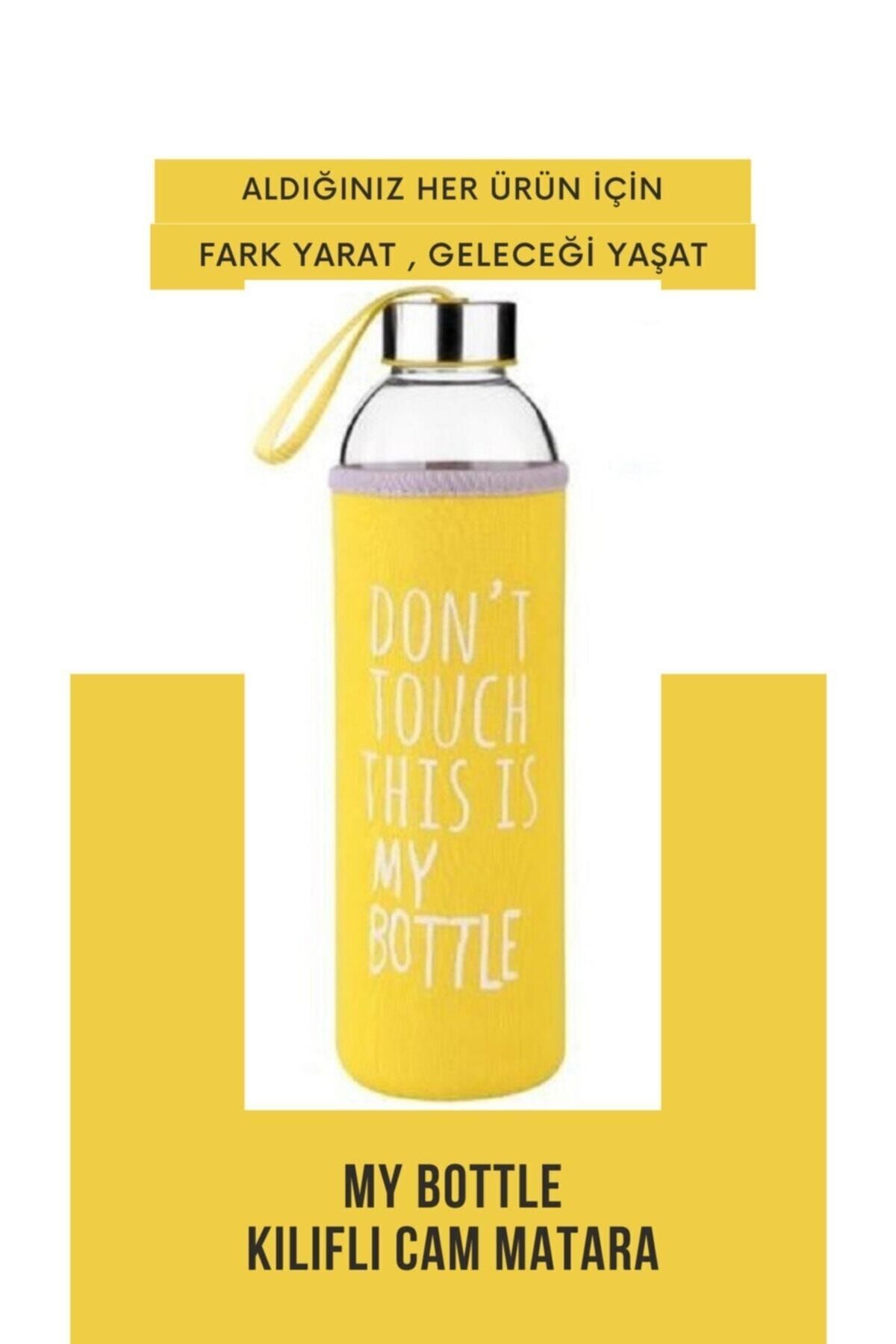 my bottle Sarı Kılıflı Cam Matara 500 Ml