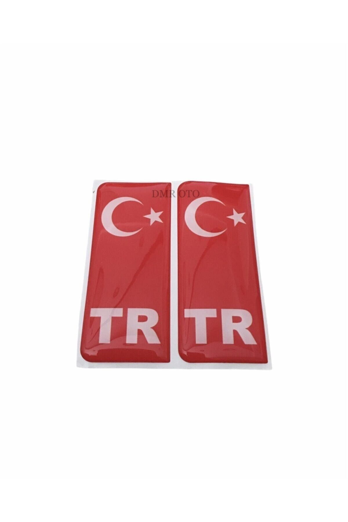 DMR Türk Bayrağı Plaka Damla Sticker Su Geçirmez Solmaz 2 Adet