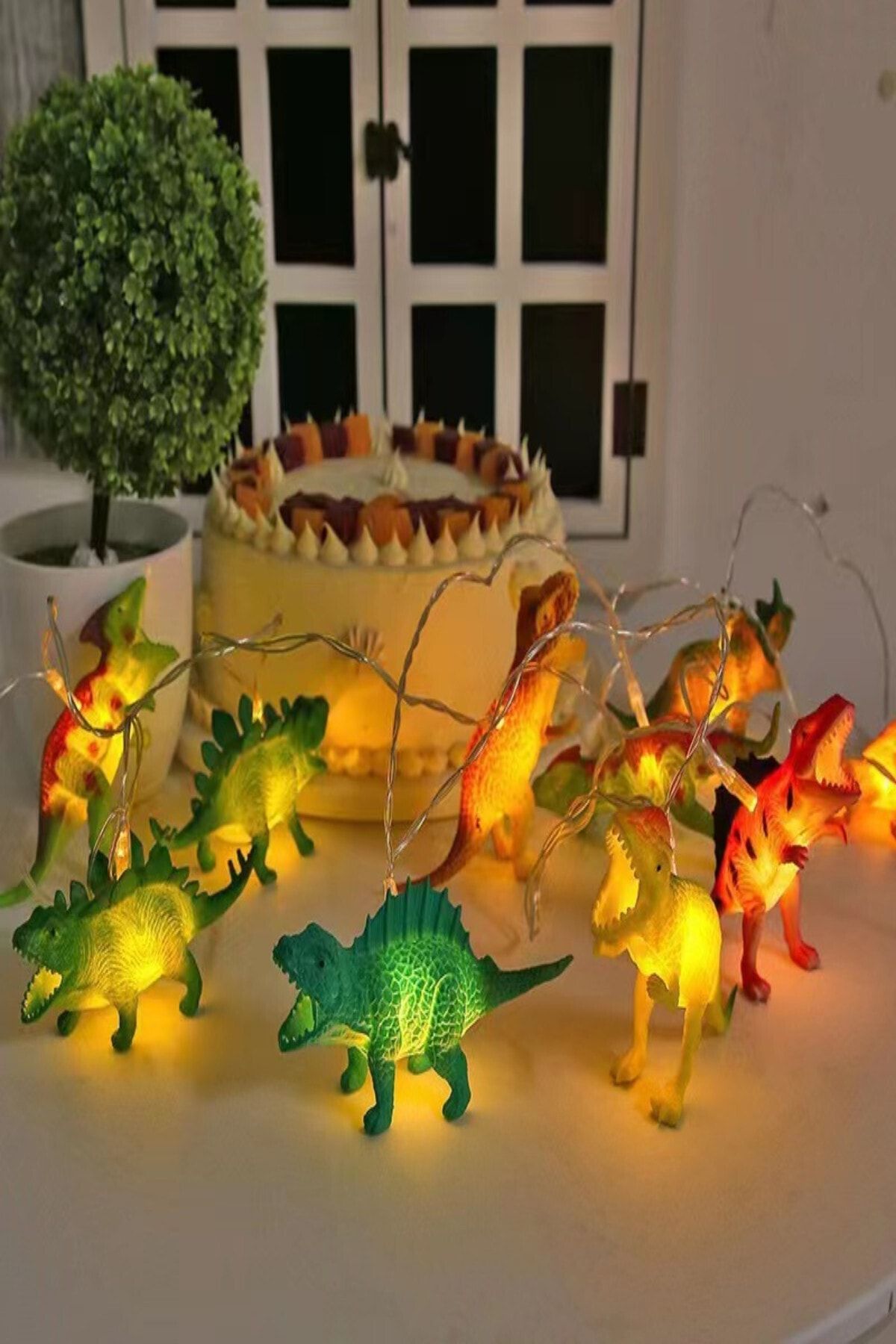 Ecuy Dinozor String Light Çocuk Bebek Odası Aydınlatma 10 Adet Ledli Dinazor Pilli Işıklı 200 cm