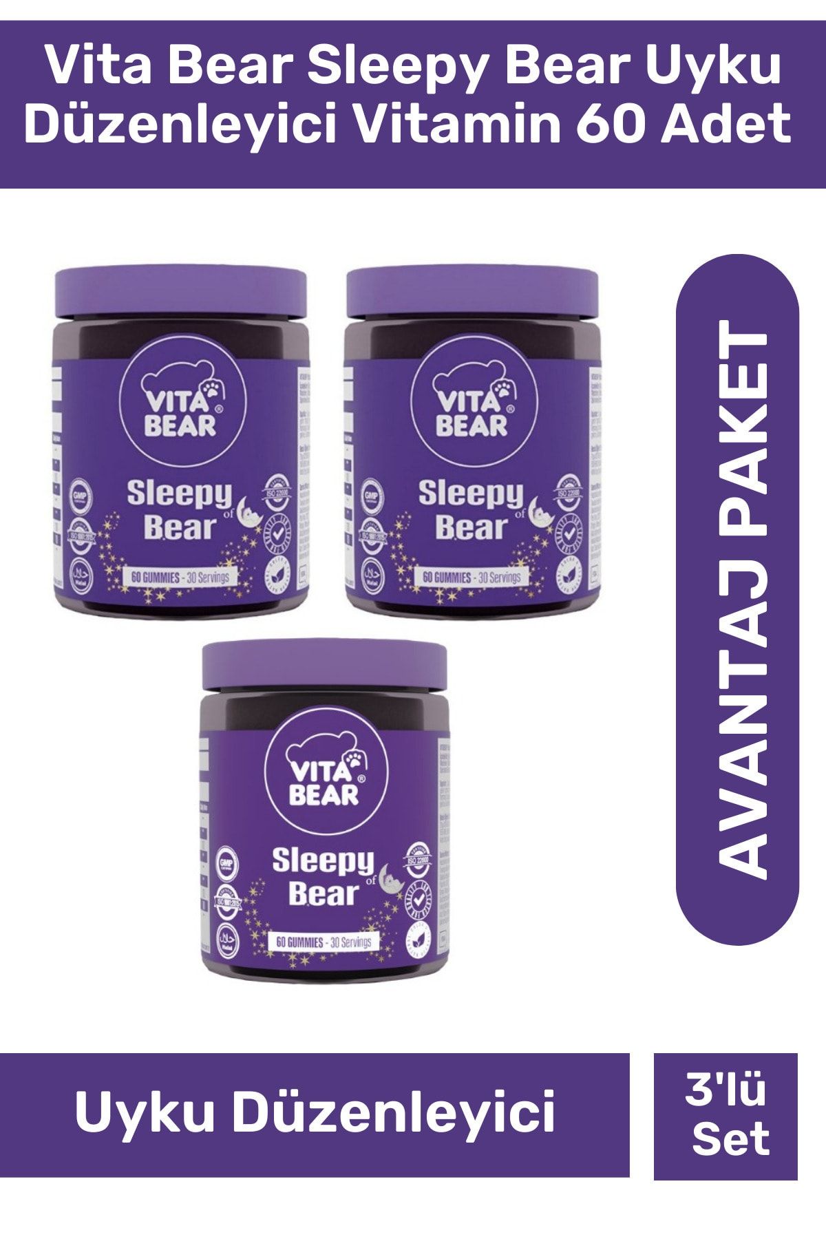 Vita Bear Sleepy Bear Uyku Düzenleyici Vitamin 60 Adet 3'lü Paket