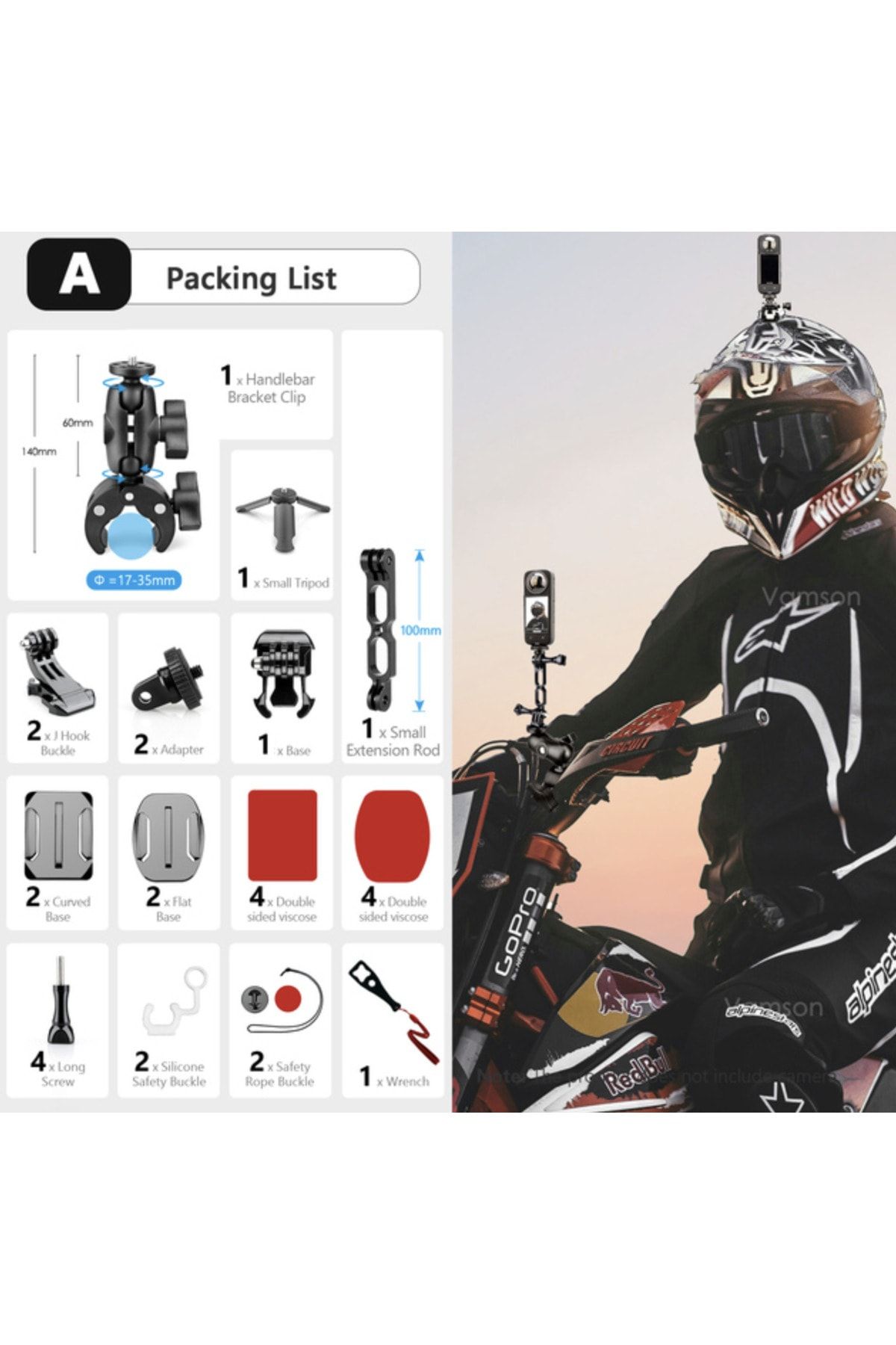 Insta360 Kamera Bisiklet / Motorsiklet Kiti