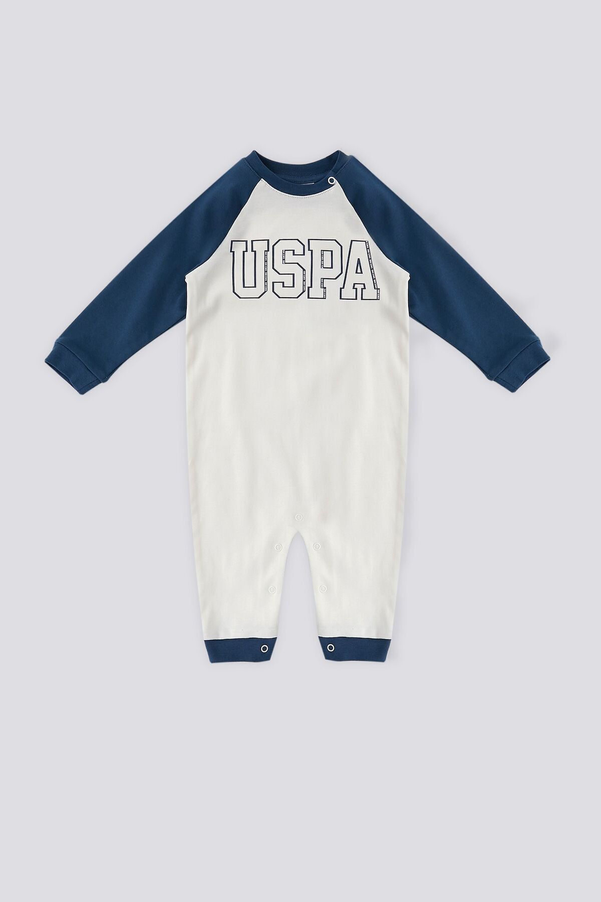 U.S. Polo Assn. Krem Garnili Çıtçıt Detay Bebek Tulum