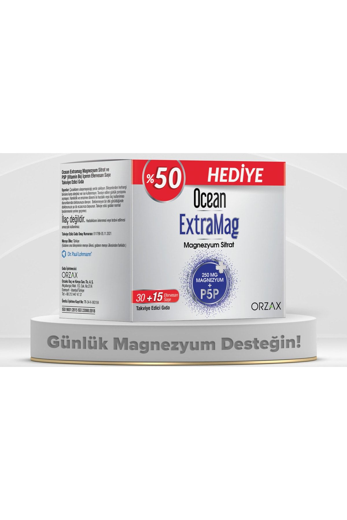 Ocean ExtraMag Magnezyum Sitrat 30+15 Saşe