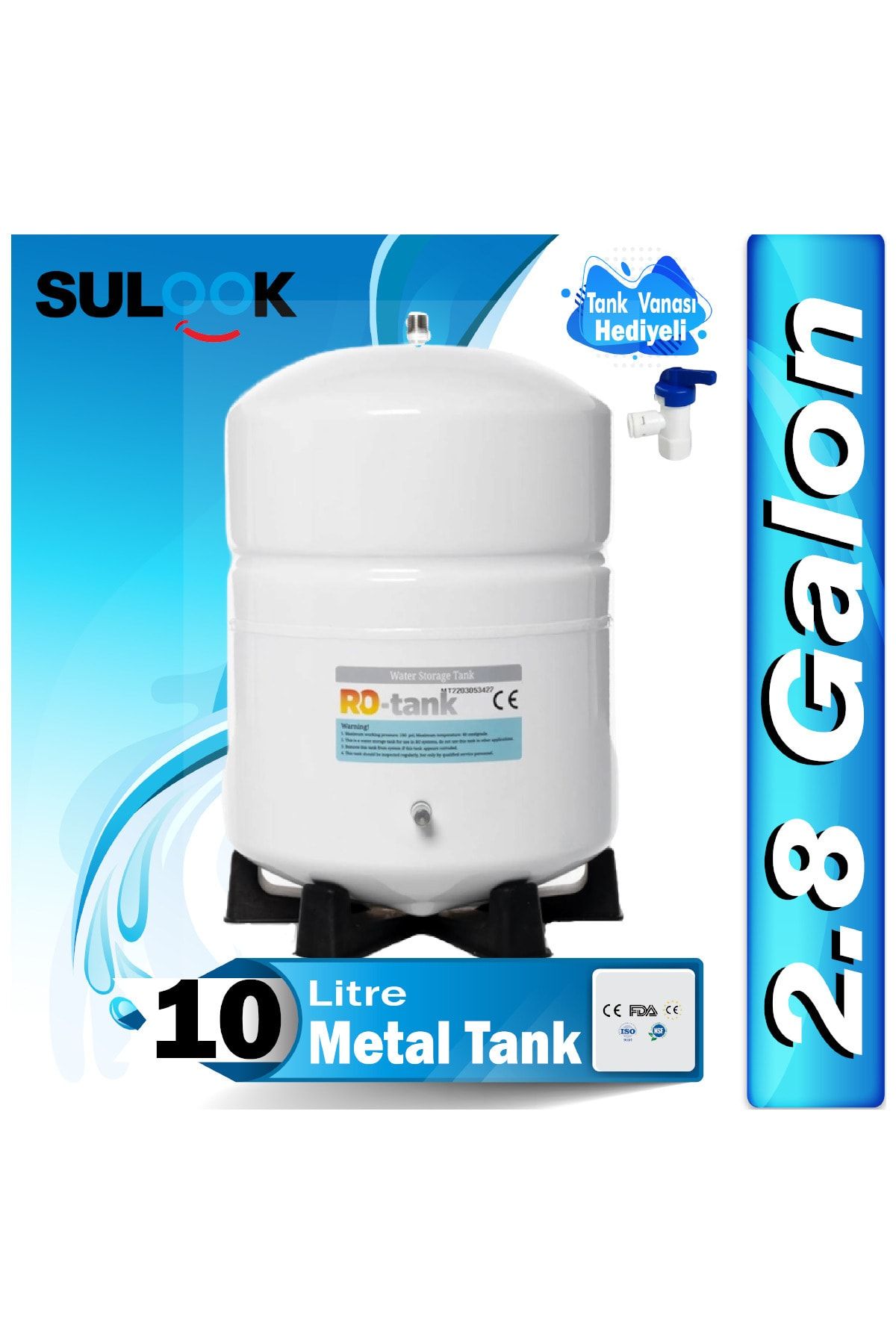 SULOOK Su Arıtma Deposu,Su Arıtma Tankı(2.8 Galon) 10 Litre Metal Tank