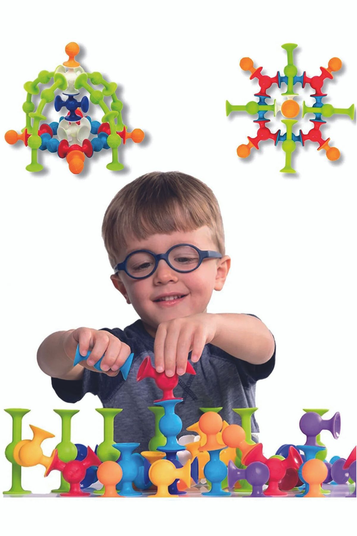 Beatitude 50 Adet Vakum Molekül Yapı Taşları Fidget Duyusal Eğitici Oyuncak Squigz Lego Çocuk Eğitici Oyun