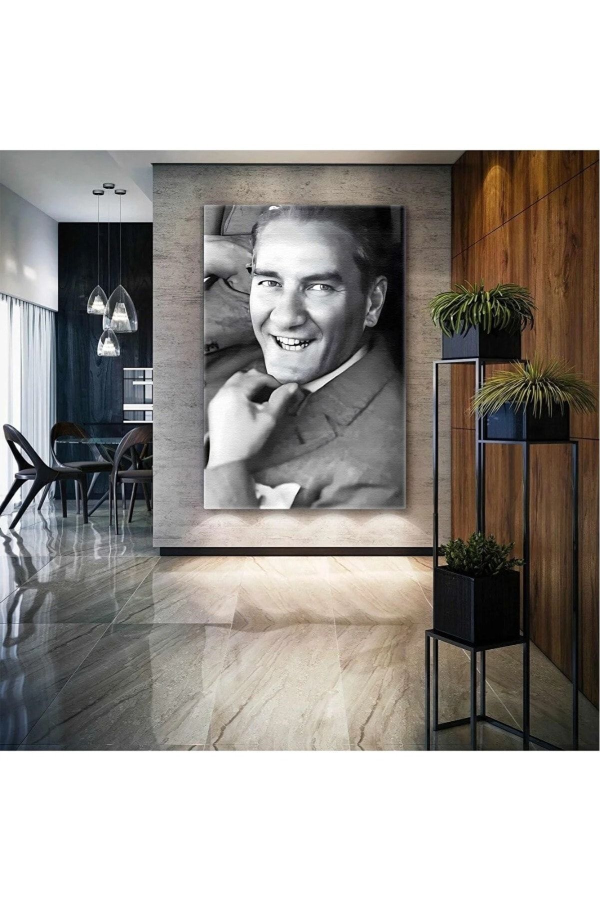 CANVASUM Mustafa Kemal Atatürk Gülümseyen Ulu Önder Kanvas Tablo AR030126