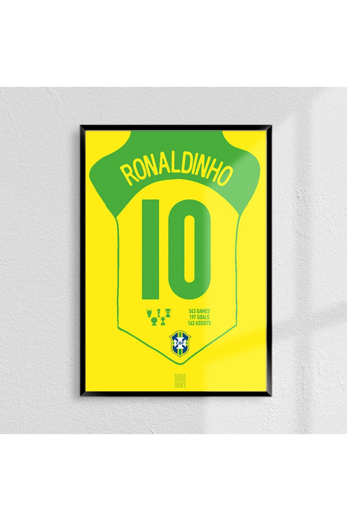 Sekiz Numara Ronaldinho Brezilya Forma Poster Tablo