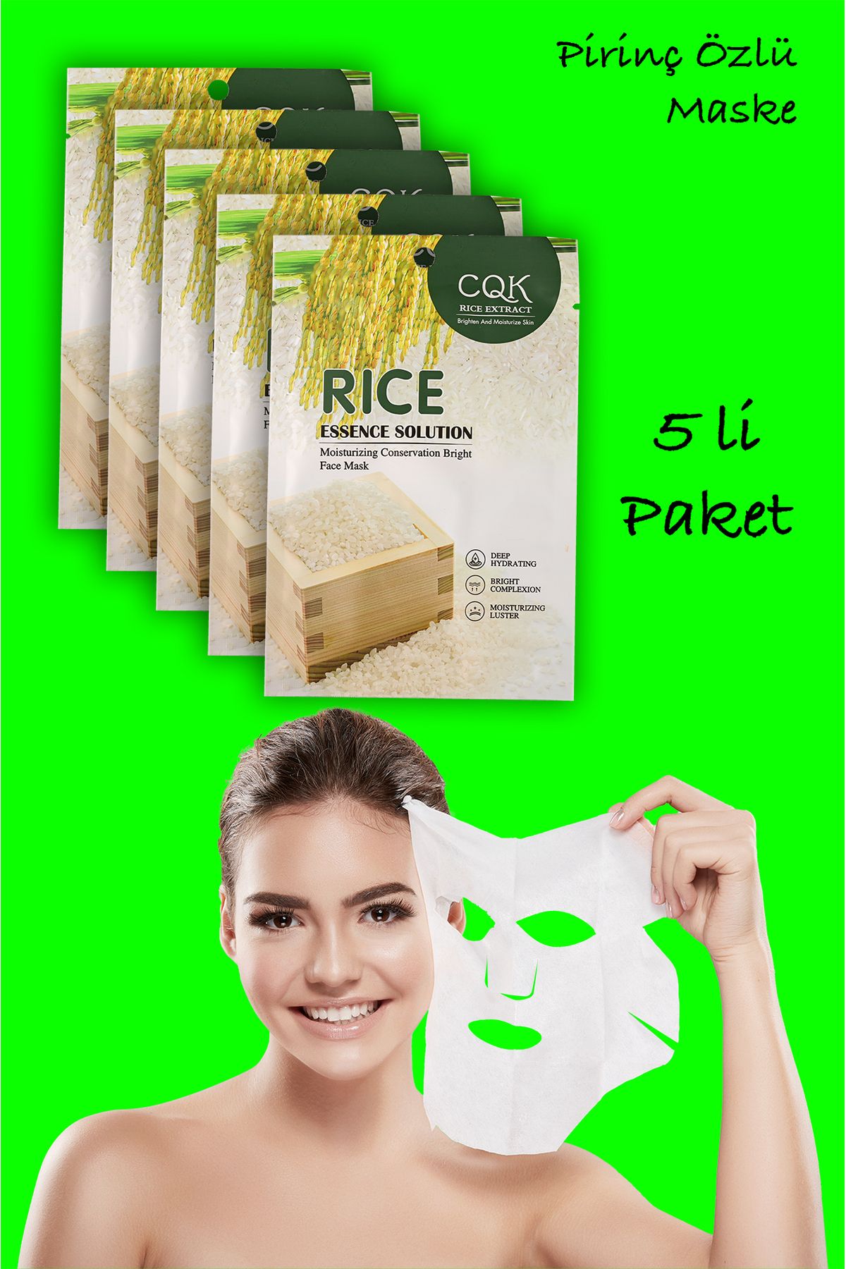 Xolo 5 Adet Pirinç Rice İpek Protein Özlü Ton Eşitleyici Pirinç Yüz Maskesi Deep Hydrating XLM0182