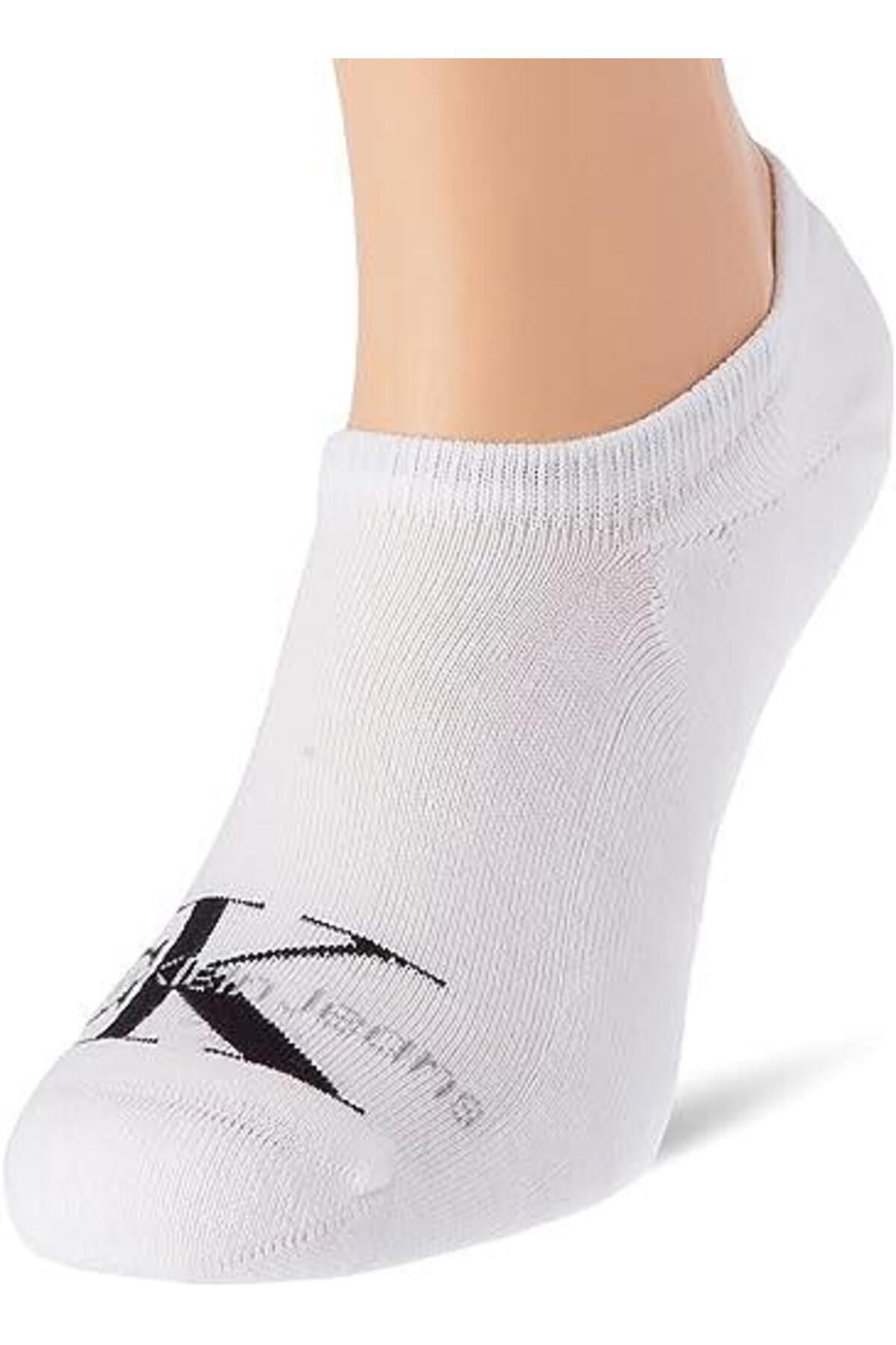 Calvin Klein Logo Detaylı Erkek Beyaz Babet Çorap