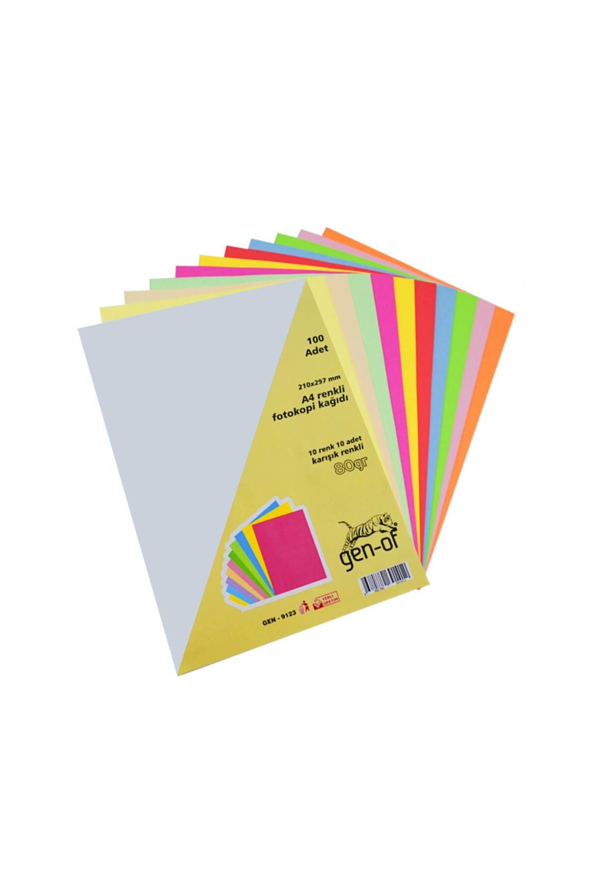 Gen-of A4 80 g/m² Renkli Fotokopi Kağıdı 10 Renk 100 lü