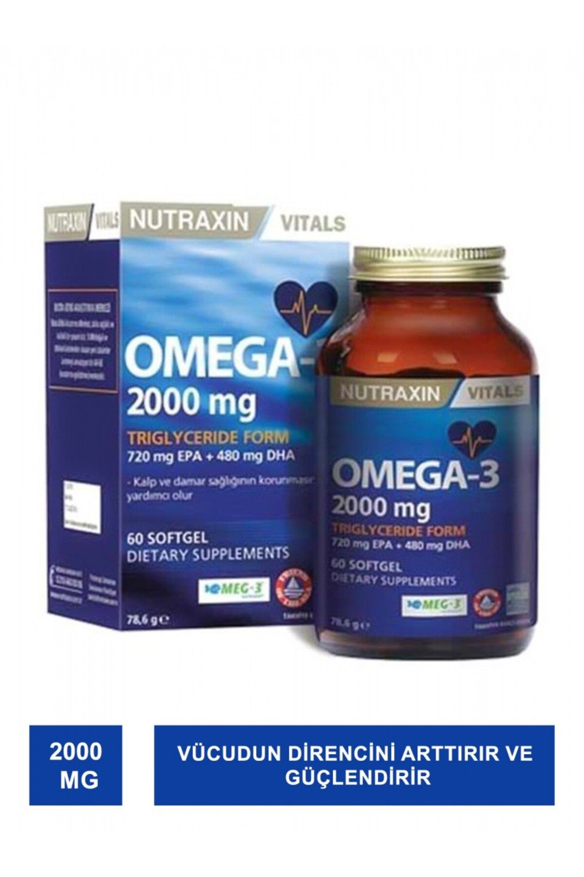 Nutraxin Omega 3 Balık Yağı 2000 mg 60 SoftGel