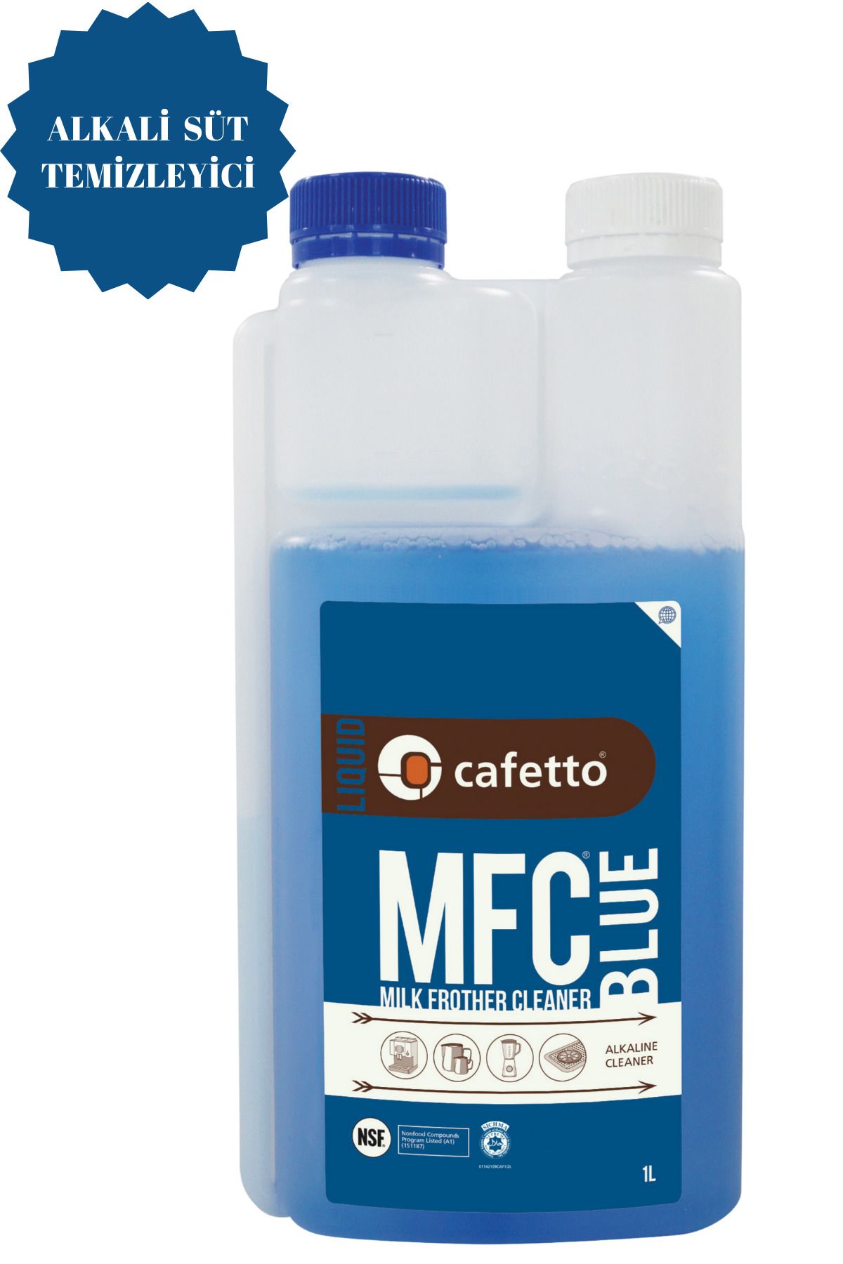 Cafetto MFC BLUE ALKALİ SÜT TEMİZLEYİCİSİ KAHVE MAKİNESİ BUHAR ÇUBUĞU STERİLİZE TEMİZLEME 1LT