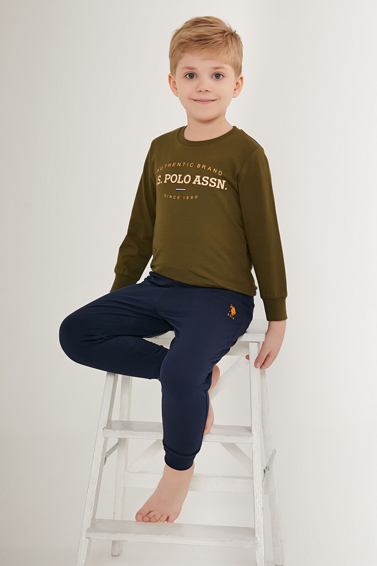 U.S. Polo Assn. U.S. Polo Assn Shiny Lacivert Erkek Çocuk Uzun Kol Pijama Takım
