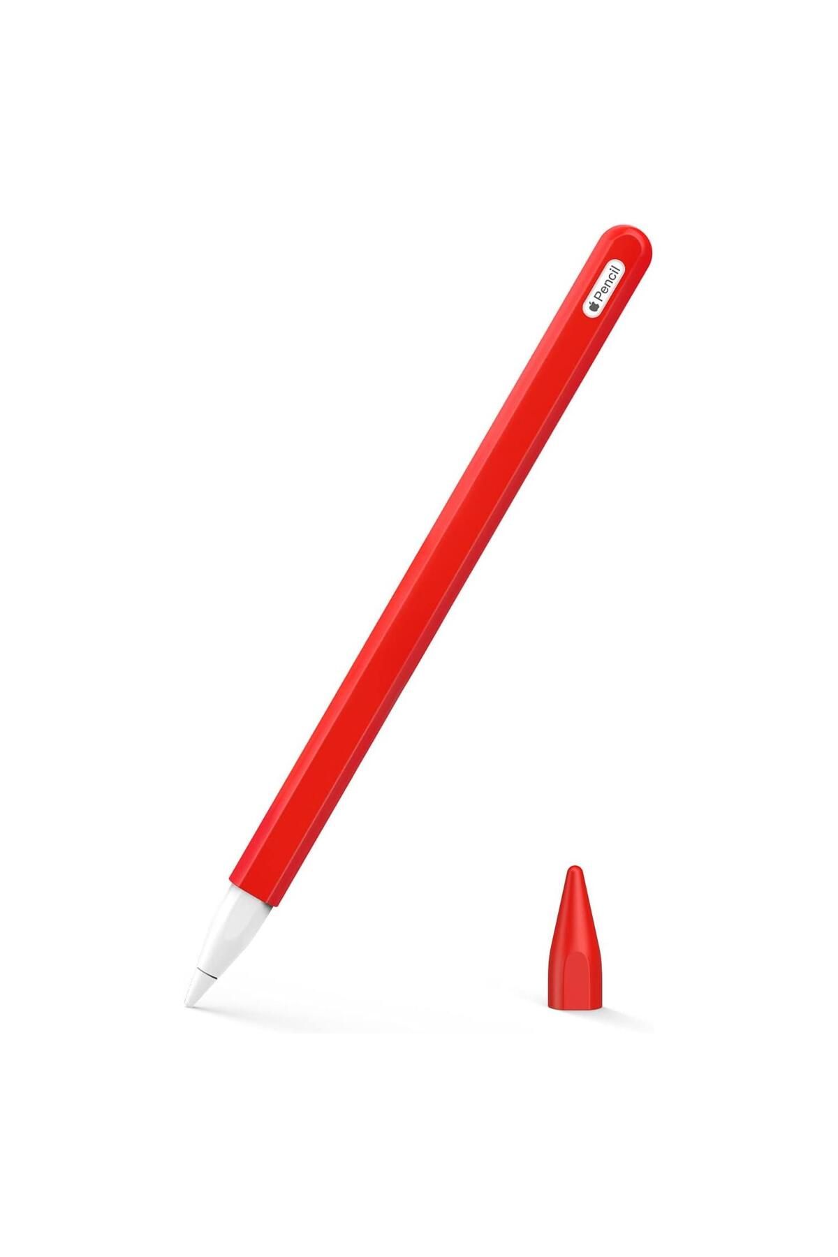 Microsonic Apple Pencil (2. nesil) Kılıf Mat Silikon V2 Kırmızı