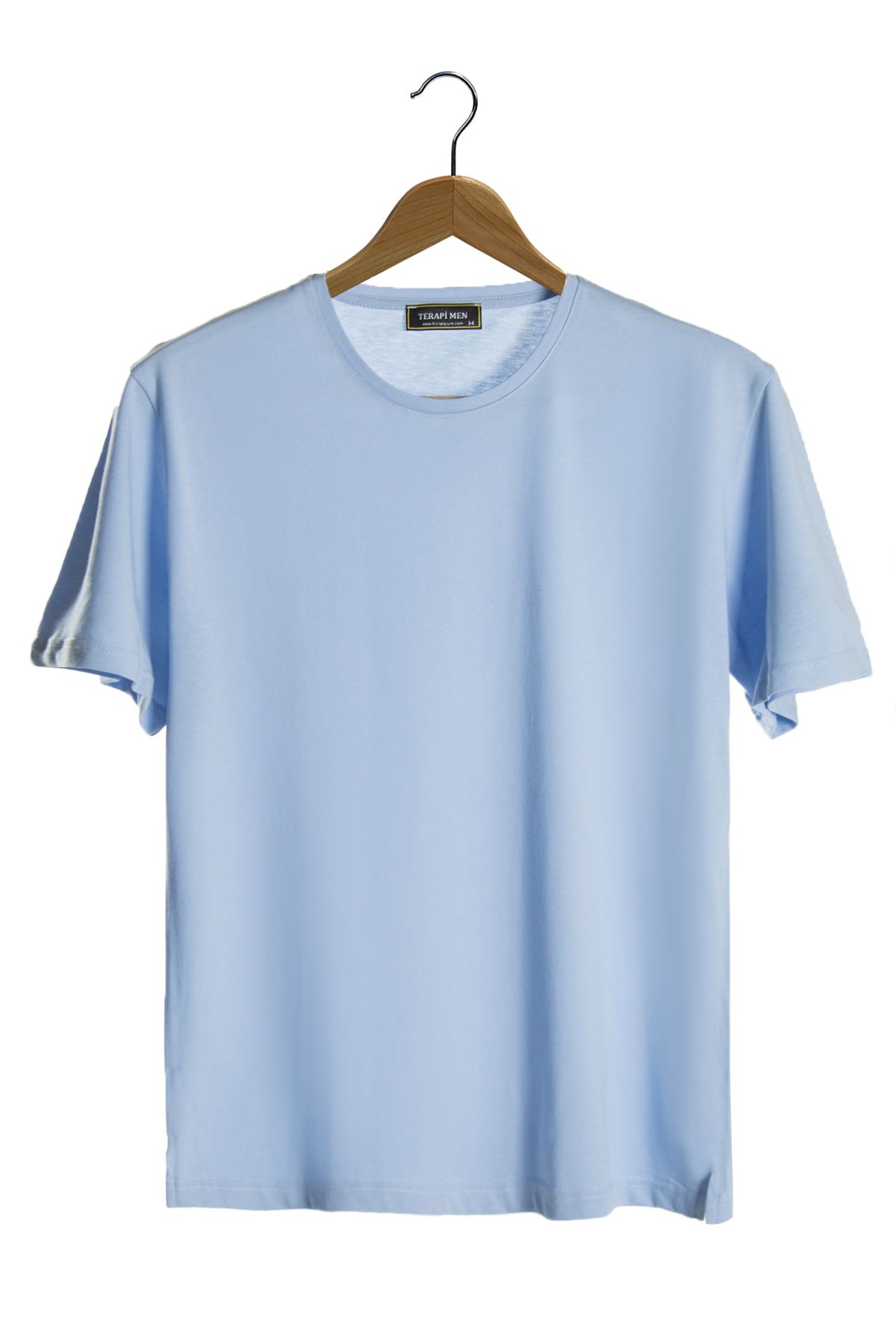 Terapi Men Unisex Açık Mavi Bisiklet Yaka Basic Oversize T-shirt