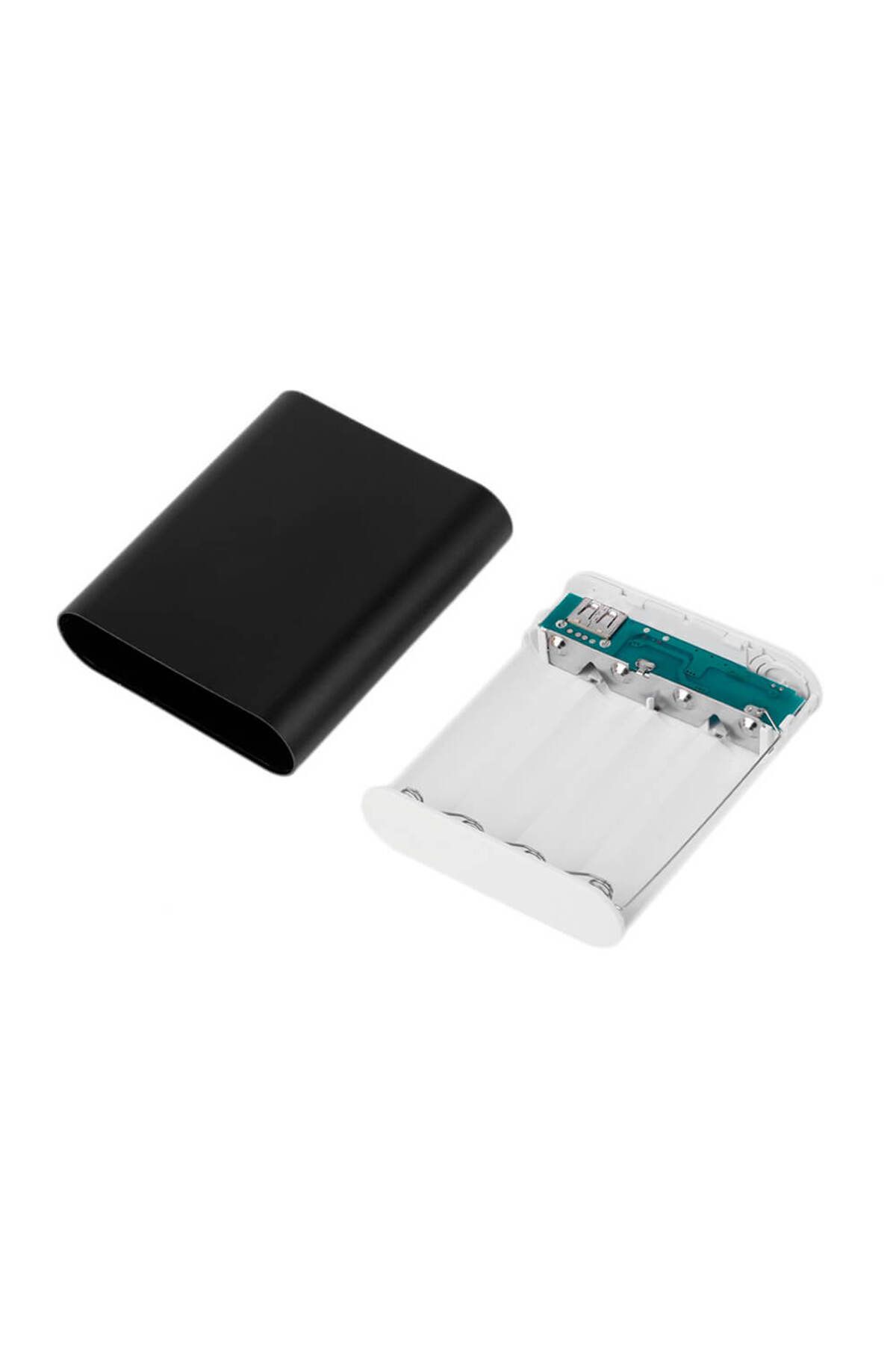 Koodmax Dörtlü 18650 Pil Uyumlu DIY PowerBank Boş Kutu Power Bank Kutusu (Pilsiz) + Usb Kablo- Siyah