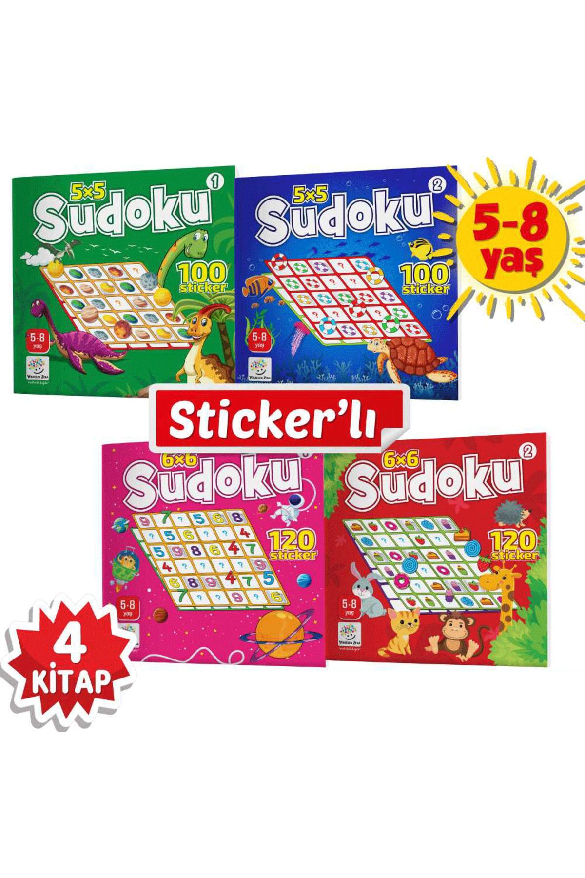 Yükselen Zeka Yayınları Stickerli Sudoku Serisi (5-8 Yaş) - Dikkat Geliştiren Bulmacalar