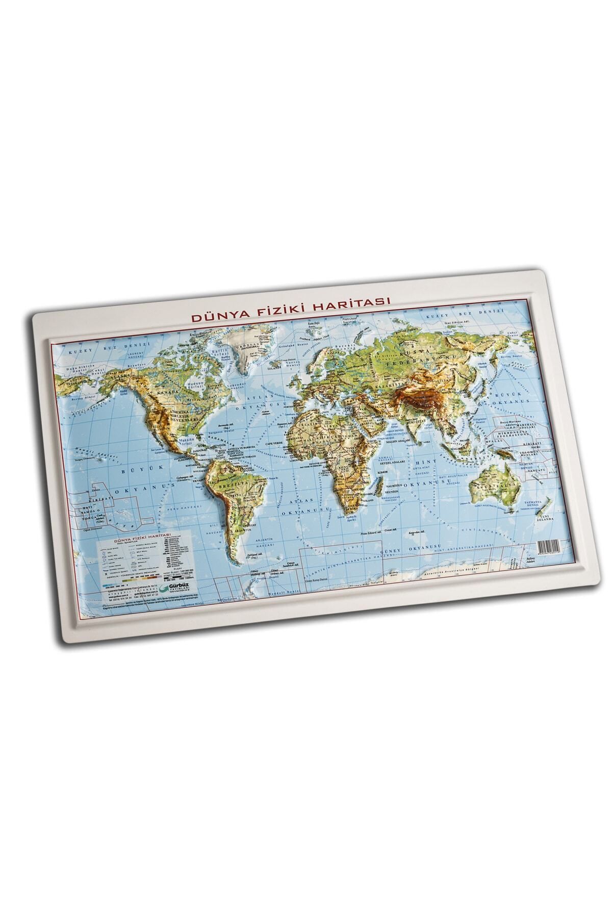 Gürbüz Yayınları Kabartma Dünya Fiziki Haritası 35x50cm